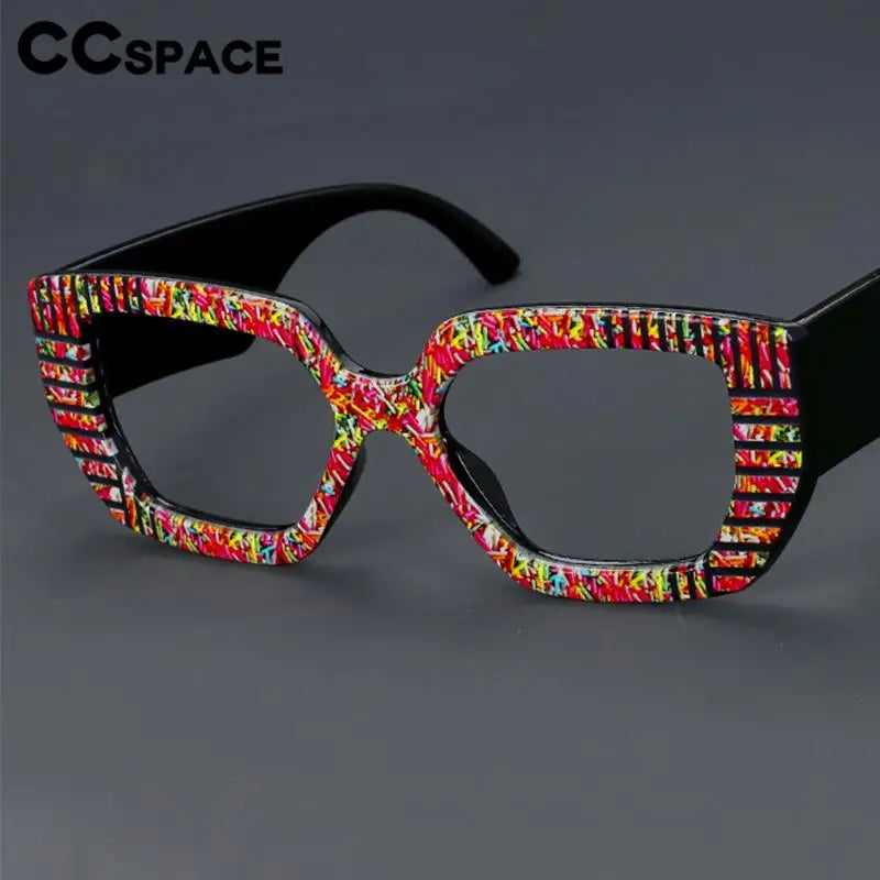 CCspace Women's Full Rim Large Square Plastic Reading Glasses R57095 - Stylish & Comfortable for Reading, Working, and Computer Use