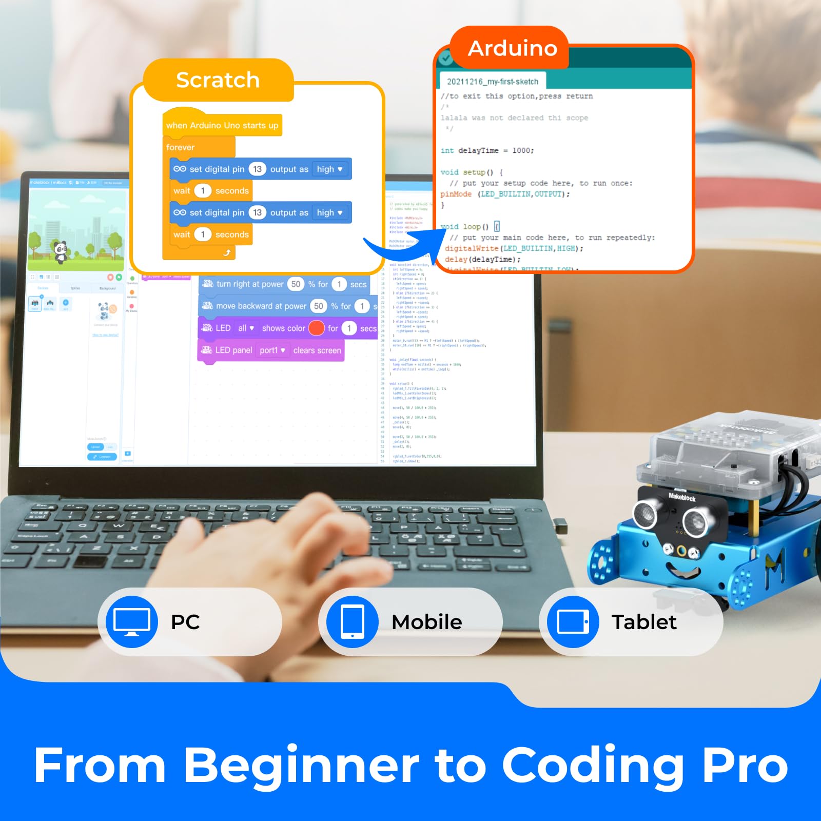Makeblock mBot Robot Kit - STEM Coding Robot for Kids Ages 8-12 | Learn Programming with Scratch & Arduino | Educational Science Toy for Boys & Girls | Perfect for School Projects & Home Learning Activities