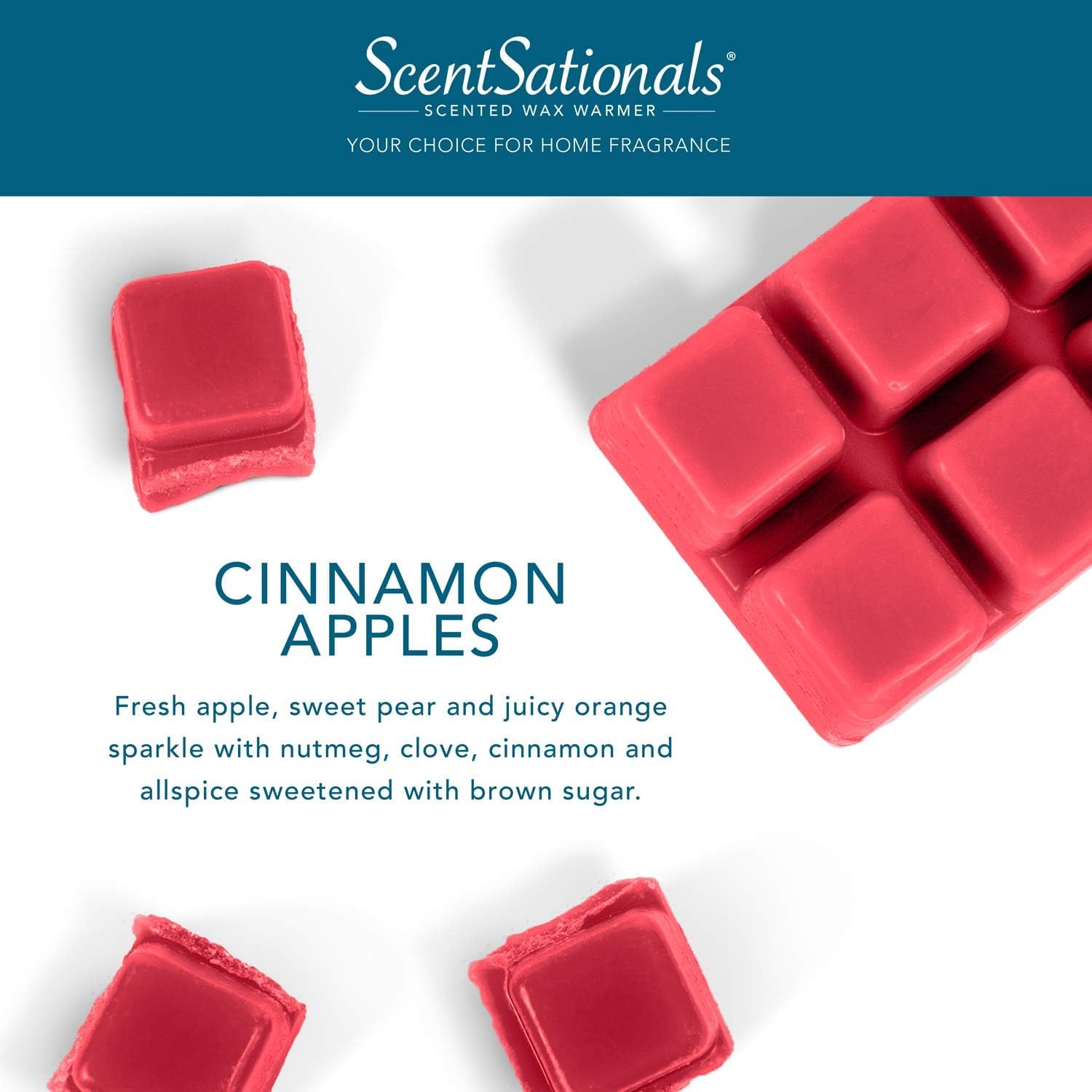 Scented Wax Melts - Cinnamon Apple Fragrance Wax Cubes for Electric Warmers | Home Spa Aroma Decor, Wickless Candle Air Freshener Gift Set (6 Cubes, 1 Pack) - Perfect for Relaxation, Aromatherapy & Home Fragrance