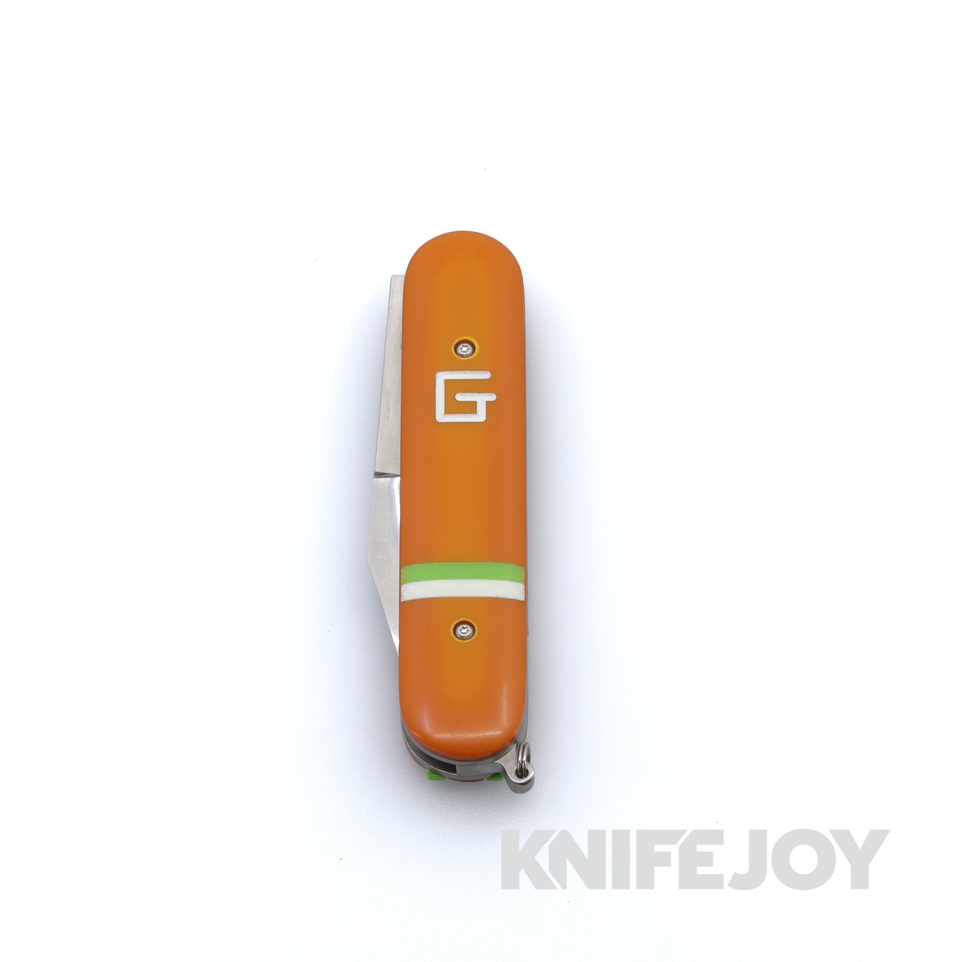 Premium Custom Switchblade Knife - Chuck Gedraitis Tanto Blade AEB-L Steel, Orange Paper Micarta & Green/White G10 Scales, Titanium Liners - Tactical EDC, Outdoor Survival, Hunting & Collection
