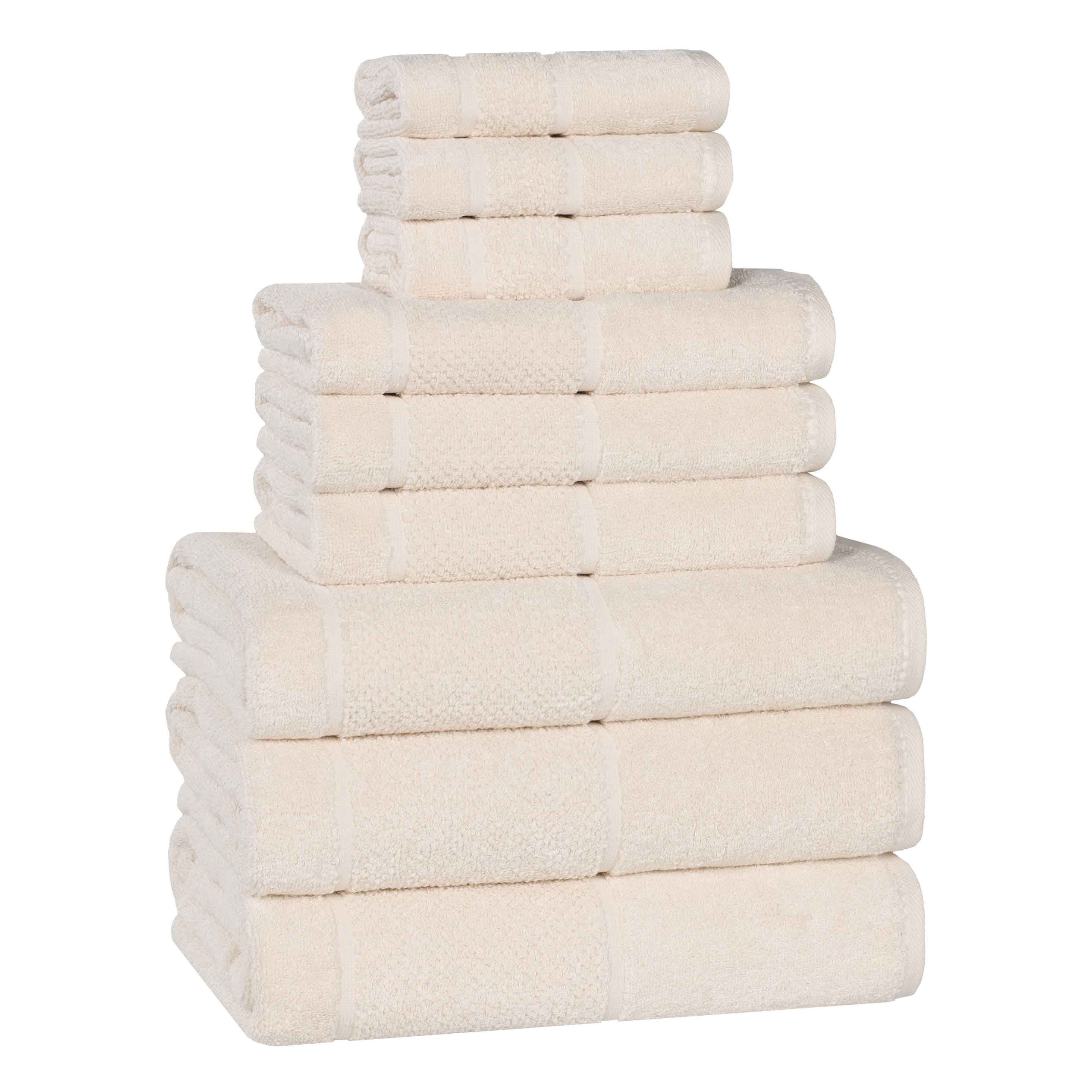 Premium 9-Piece Cotton Towel Set with Broad Border - Soft, Absorbent & Durable Bath Towels for Spa, Gym, and Luxury Home Use