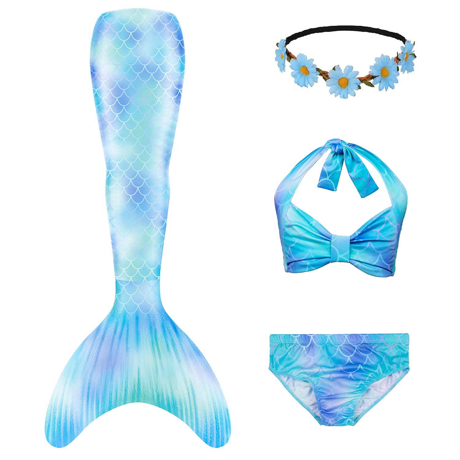 Mermaid Tail Swimsuits for Girls - Princess Bikini Bathing Suit for Pool, Beach & Underwater Photography | Kids Fantasy Swimwear