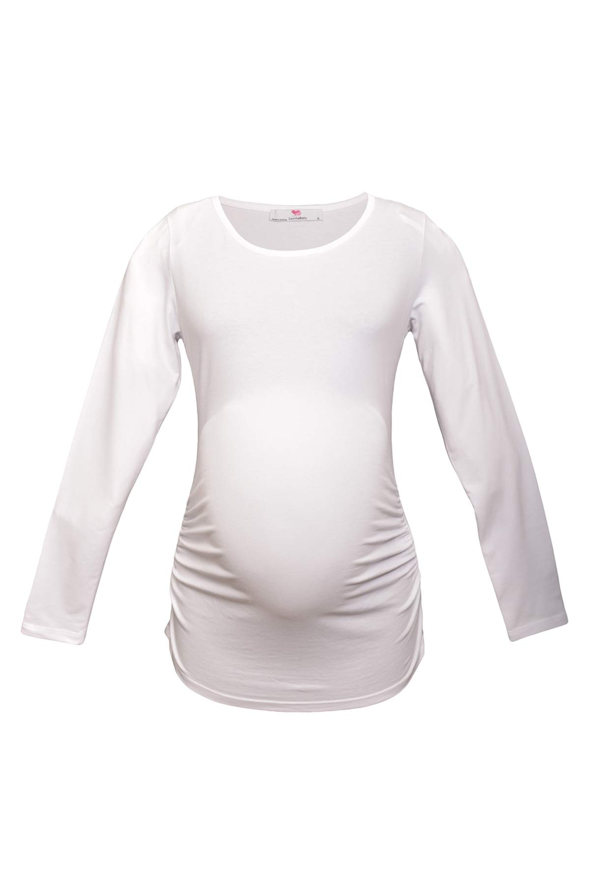 LuvmaBelly Soft Cotton Maternity T-Shirt for Women - Long Sleeve Pregnancy Shirt for Everyday Comfort & Nursing - Perfect for Work, Casual Wear & Maternity Photos