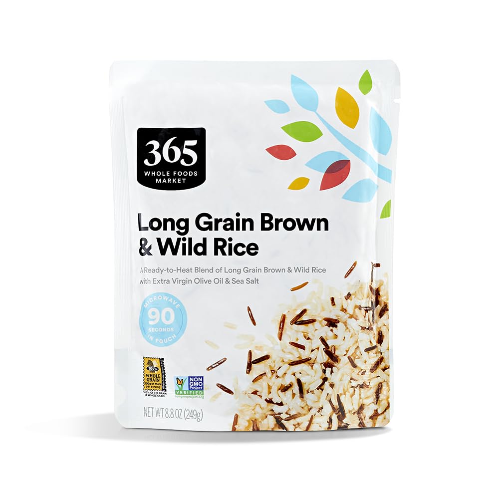 Organic Long Grain Brown & Wild Rice Blend by 365 by Whole Foods Market | 8.8 oz | Perfect for Healthy Meals, Meal Prep & Side Dishes