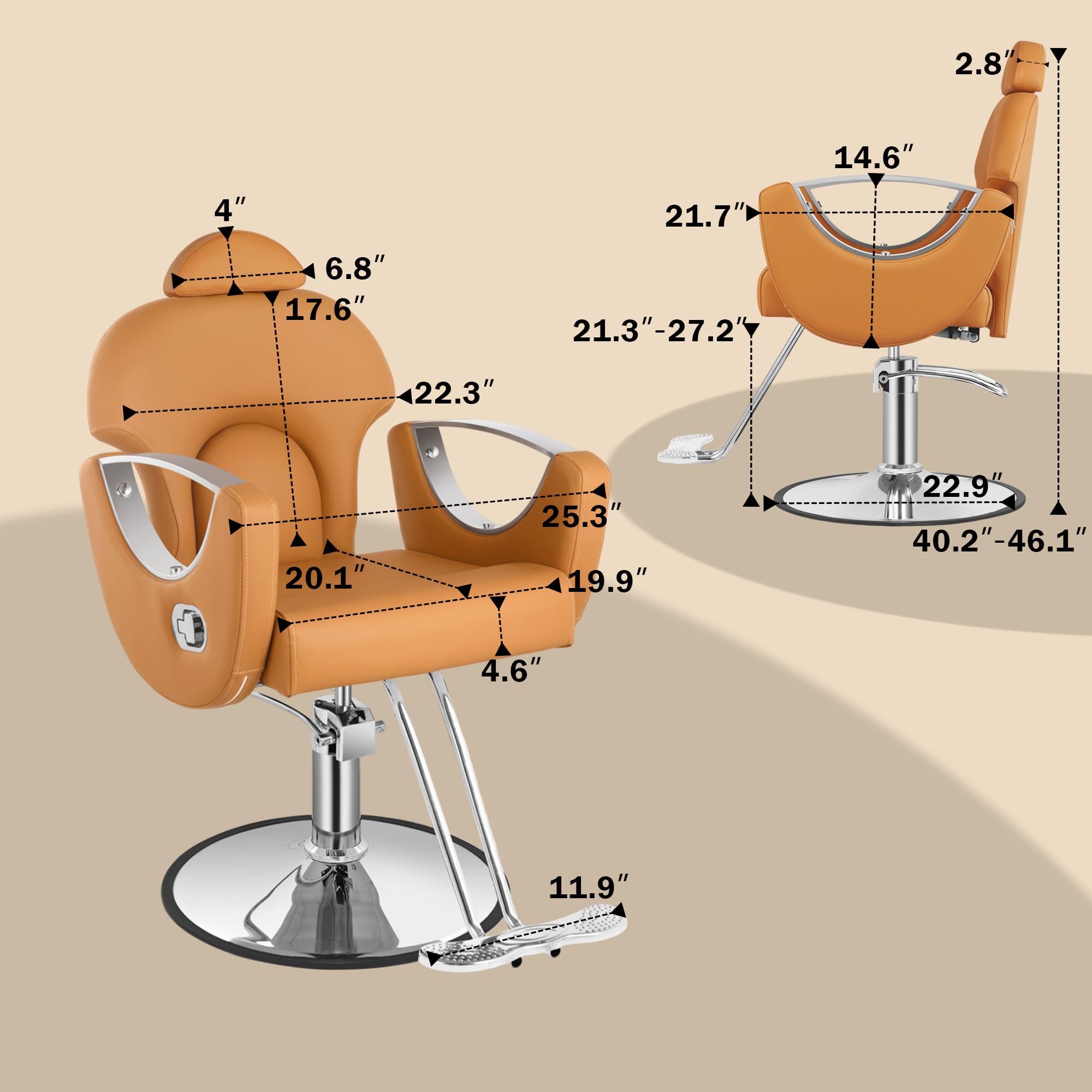 Professional Salon Chair for Hair Stylists & Barbers - 360° Rotating Hydraulic Hairdressing Chair with Adjustable Height, Shampoo Back & Footrest - Perfect for Hair Salons, Barber Shops, Tattoo Studios & Spa Beauty Treatments