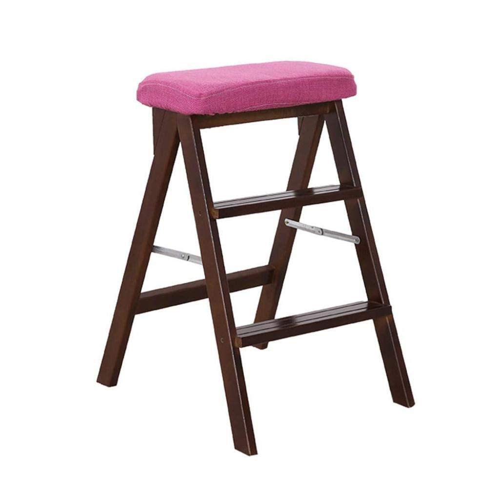 3-Step Solid Wood Folding Step Stool - Portable Kitchen & Office Ladder Stool, Multifunctional Brown Step Stool for Home, Restaurant, and Workshop Use