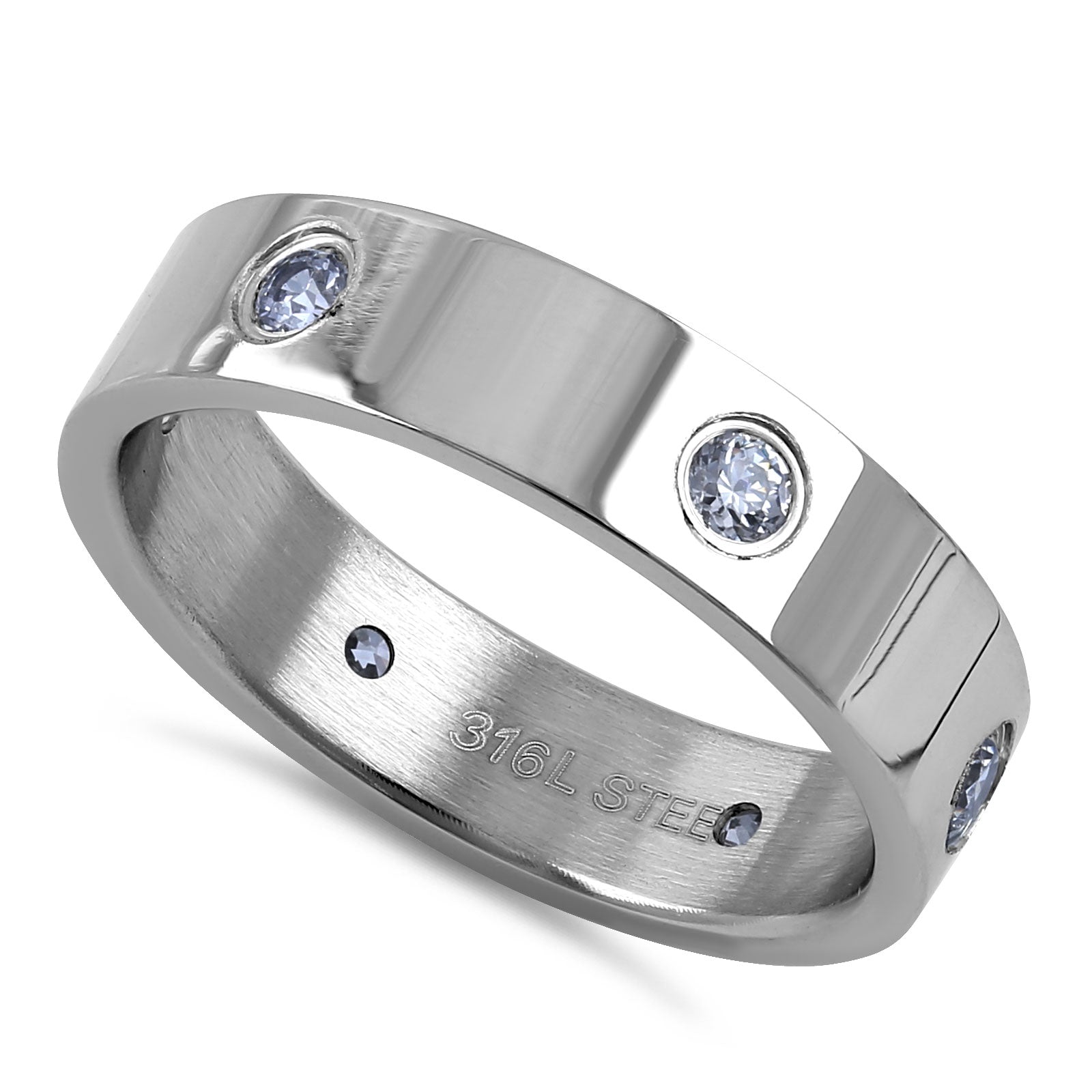 Stainless Steel CZ Band Ring for Women - Elegant Cubic Zirconia Wedding Engagement Promise Ring - Perfect for Anniversary, Valentine's Day Gift & Everyday Wear