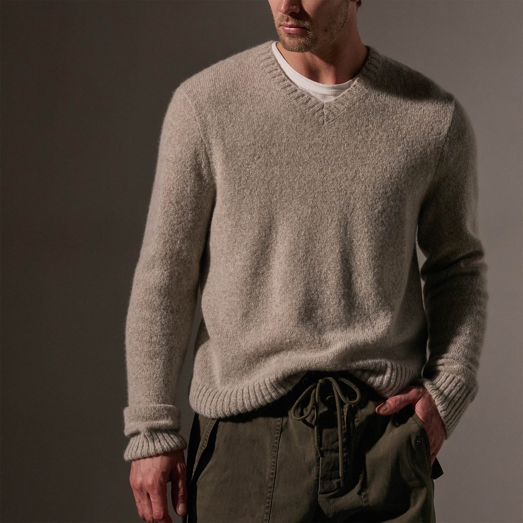 Lightweight Textured Cashmere V-Neck Sweater for Women - Soft Hazel Knit Pullover for Fall & Winter - Perfect for Office, Date Night & Casual Outings