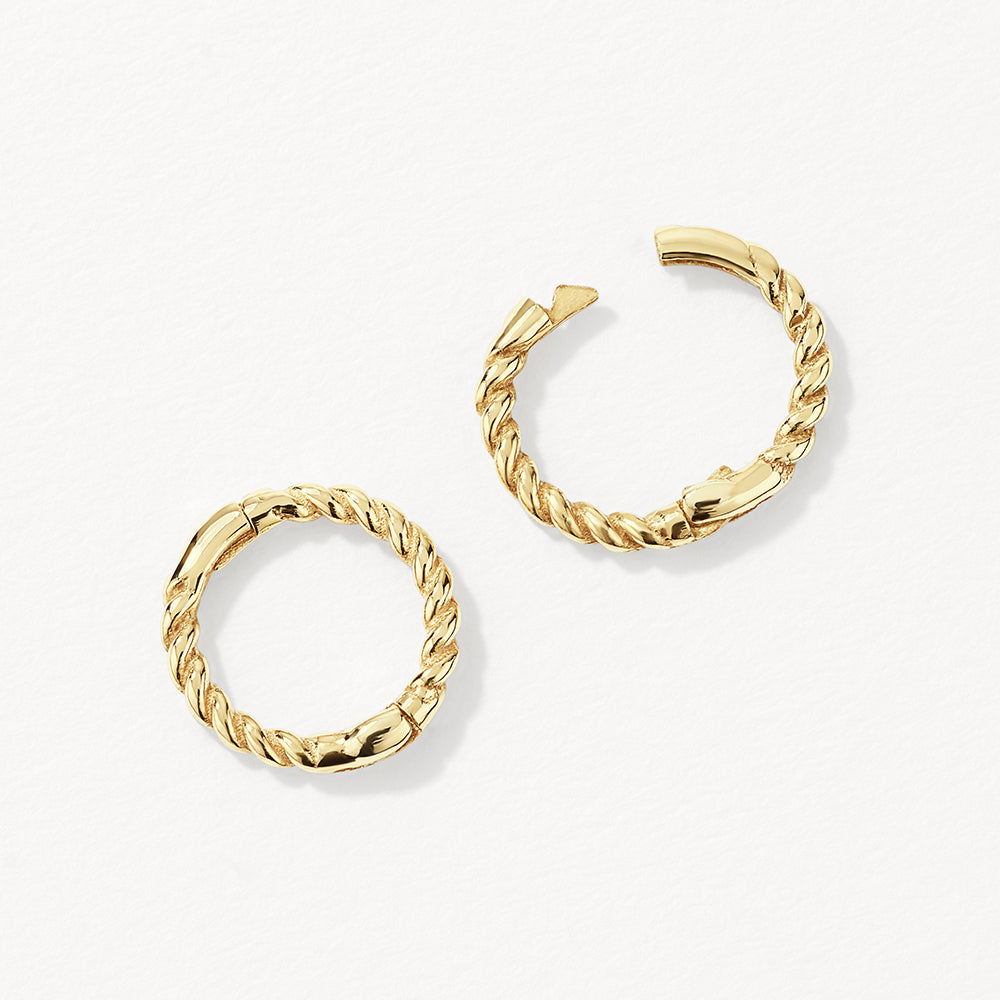 10k Gold Mini Rope Sleeper Earrings - Dainty Hoop Earrings for Everyday Wear, Gift for Her, Perfect for Work & Special Occasions