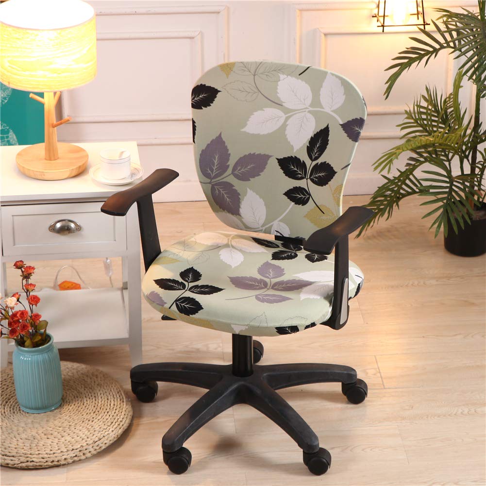 Jinzio Stretchable Polyester Office Chair Cover - Universal Split Protective Slipcover for Desk & Task Chairs, Grass Green - Perfect for Home Office, Gaming & Workspace Decor