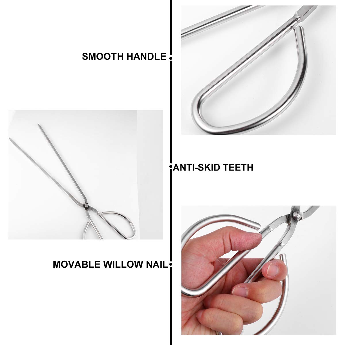 Stainless Steel Long Handle Kitchen Tongs - Clear Phone Pouch & Fishing Rod Case - Durable Cooking Clamp for Grilling, Serving, and Food Prep - Old Fashioned Kitchen Accessories Set