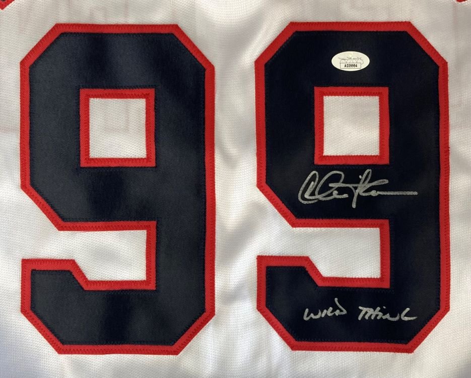 Charlie Sheen Autographed White Rick Vaughn 