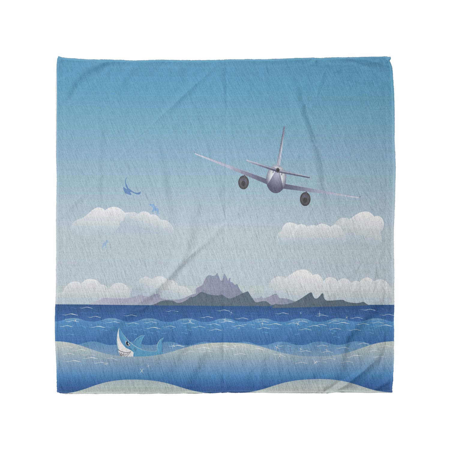 Ambesonne Airplane Bandana - Unisex Head & Neck Scarf with Ocean Shark Print - Perfect for Travel, Beach, and Outdoor Adventures