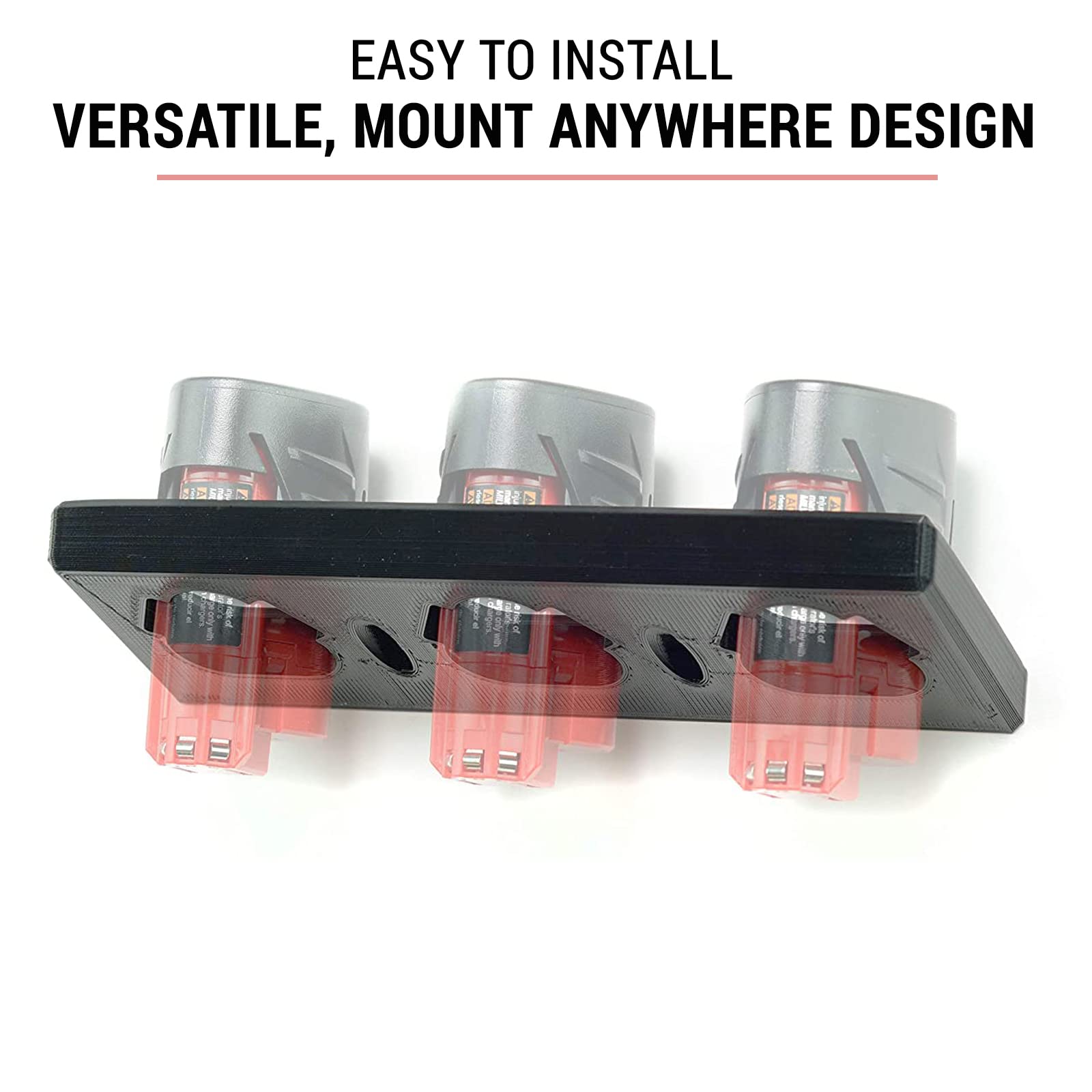 Milwaukee M12 Battery Wall Mount - 3 Slot Organizer for Power Tool Batteries | Garage Storage Solution for M12 Lithium-Ion Batteries | Perfect for Workshop, Garage & Toolbox Organization
