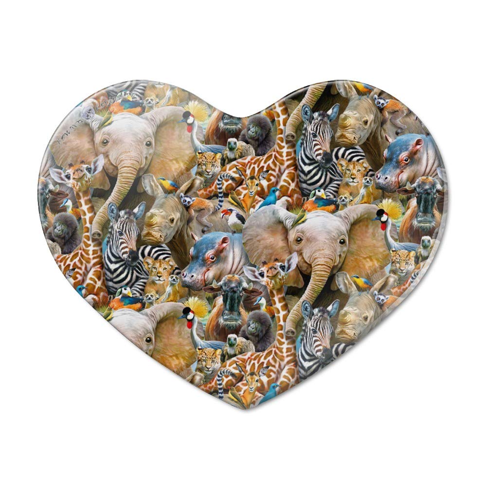 African Animals Zebra Giraffe Elephant Pattern Heart-Shaped Acrylic Fridge Magnets - Cute Refrigerator Decor for Kitchen, Office & Dorm Room