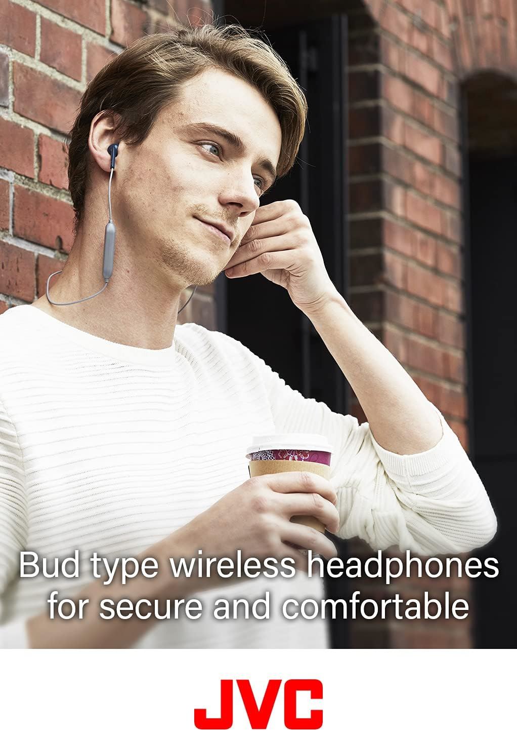 JVC HA-F19BT Wireless Earbuds - Bluetooth In-Ear Headphones with Mic, Khaki/Beige | Perfect for Gym, Running, Commuting & Travel