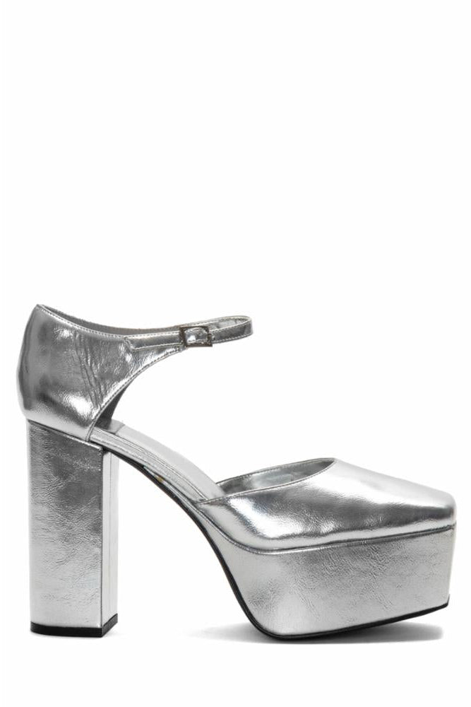 Jeffrey Campbell Women's Ovr_N_Out Silver Metallic Platform Boots - Stylish & Comfortable for Night Out, Party & Casual Wear