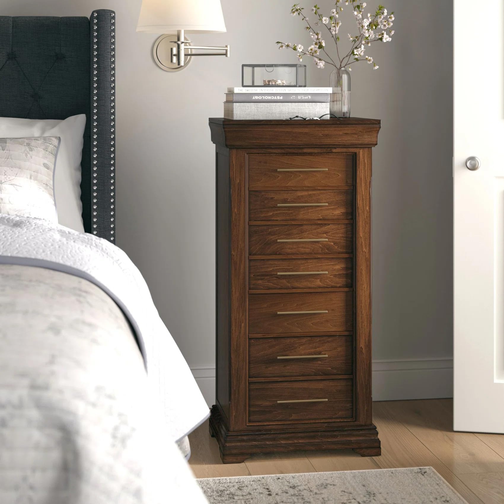 Hives and Honey Haley Jewelry Armoire with Storage Organizer - Walnut Wood Jewelry Box for Necklaces, Rings & Earrings - Perfect for Bedroom, Closet & Travel Organization