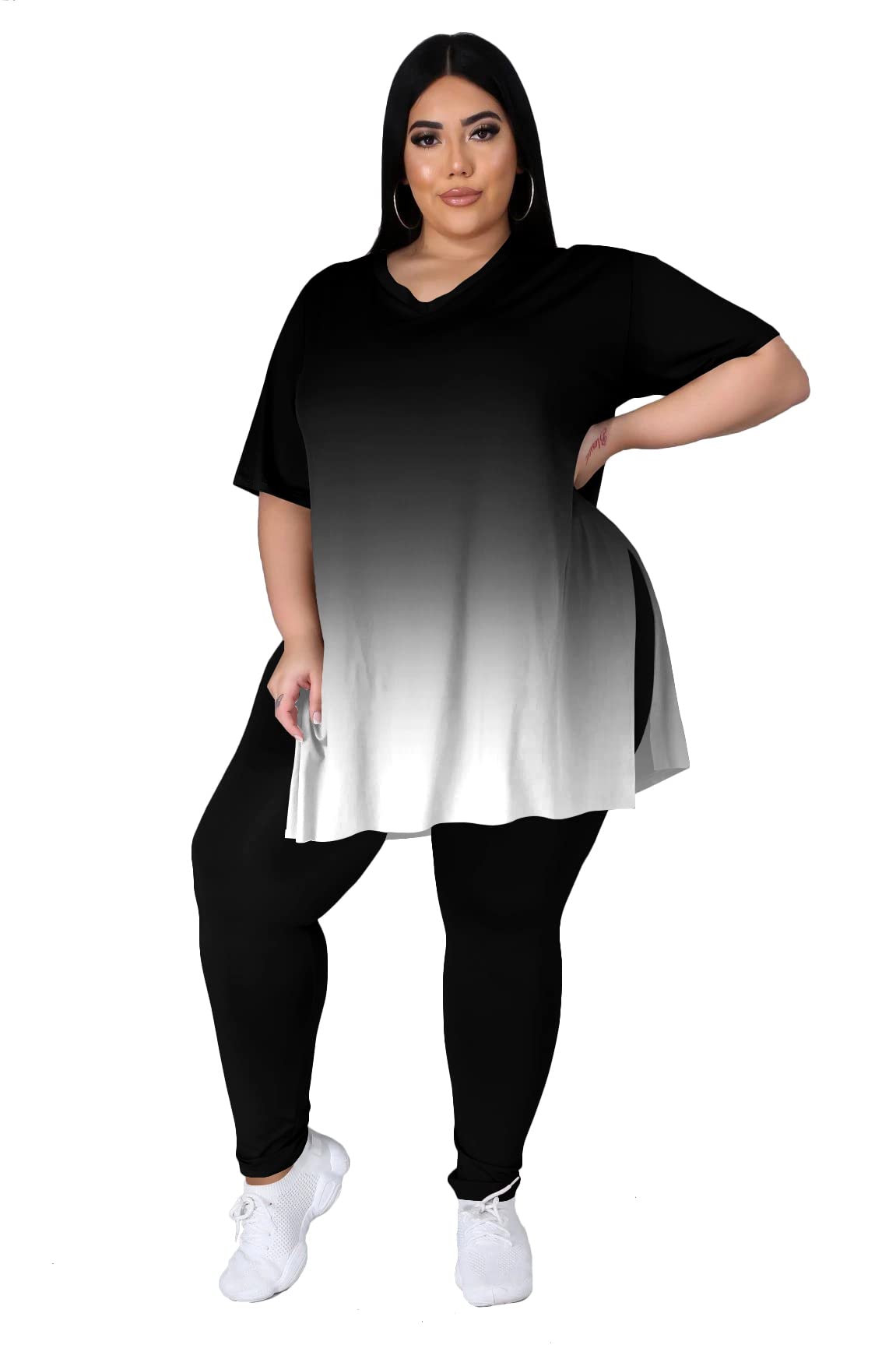 Plus Size Women's 2-Piece Loungewear Set - Oversized T-Shirt & Long Sweatpants Comfy Outfit for Summer | Lounge at Home, Running Errands, Casual Wear