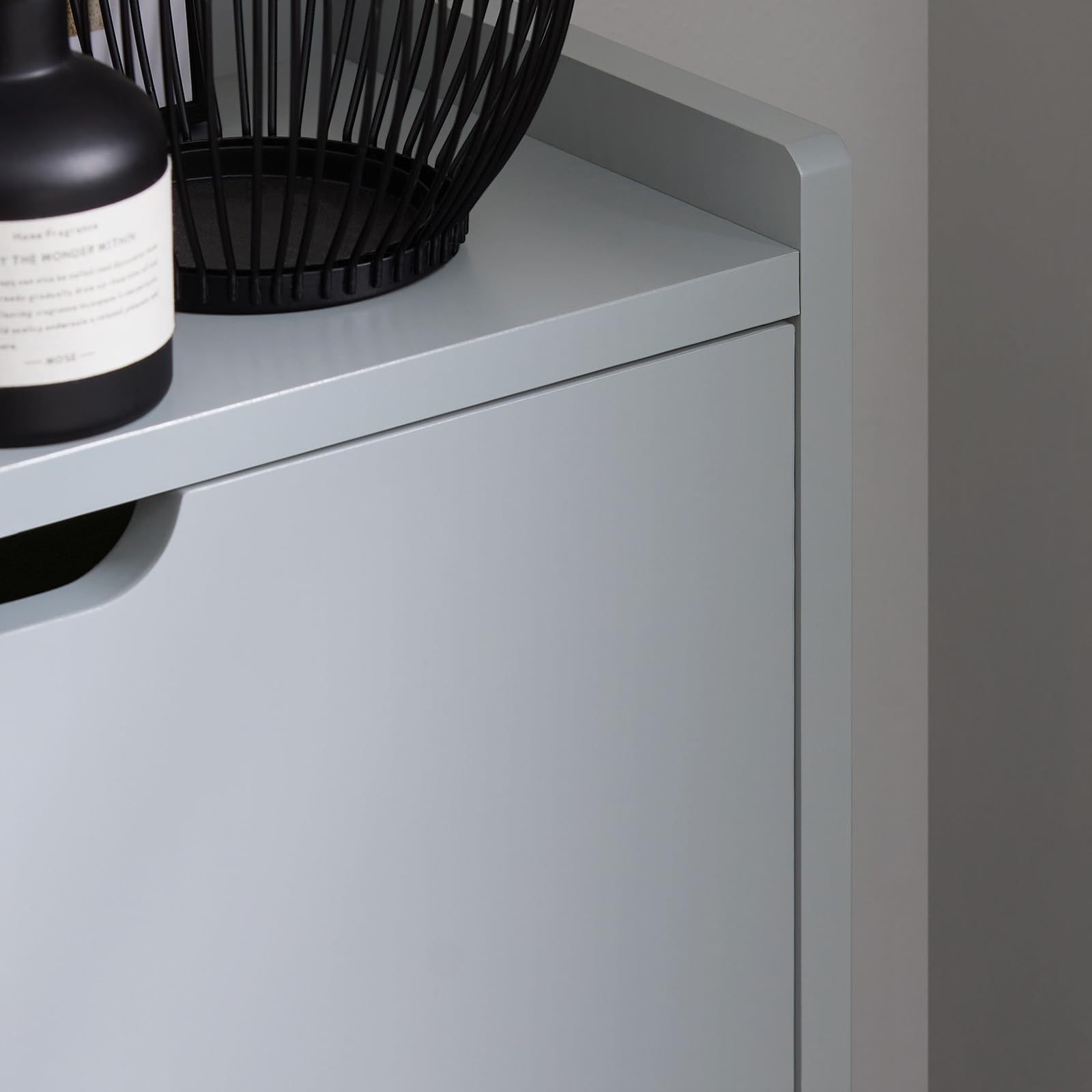 Haotian Narrow Shoe Cabinet for Entryway - Small Freestanding Shoe Rack with 2 Flip-Drawers, Hidden Shoe Storage Organizer, Grey (FSR151-HG) - Perfect for Apartments, Hallways & Small Spaces