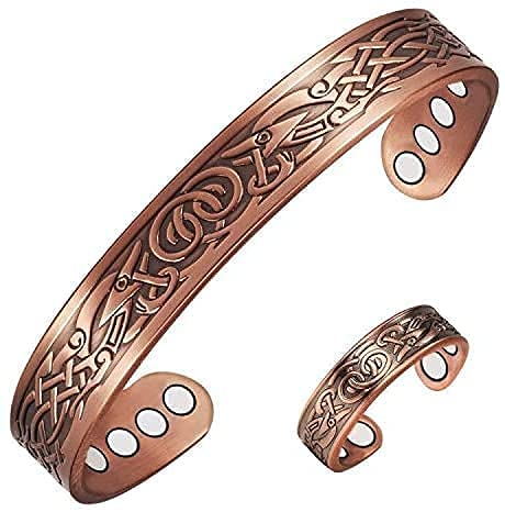 Celtic Magnetic Copper Bracelets & Rings Set for Arthritis Relief - Pain Relief Jewelry for Men & Women - Adjustable Copper Bracelet for Joint & Muscle Pain - Perfect for Daily Wear, Workouts & Outdoor Activities