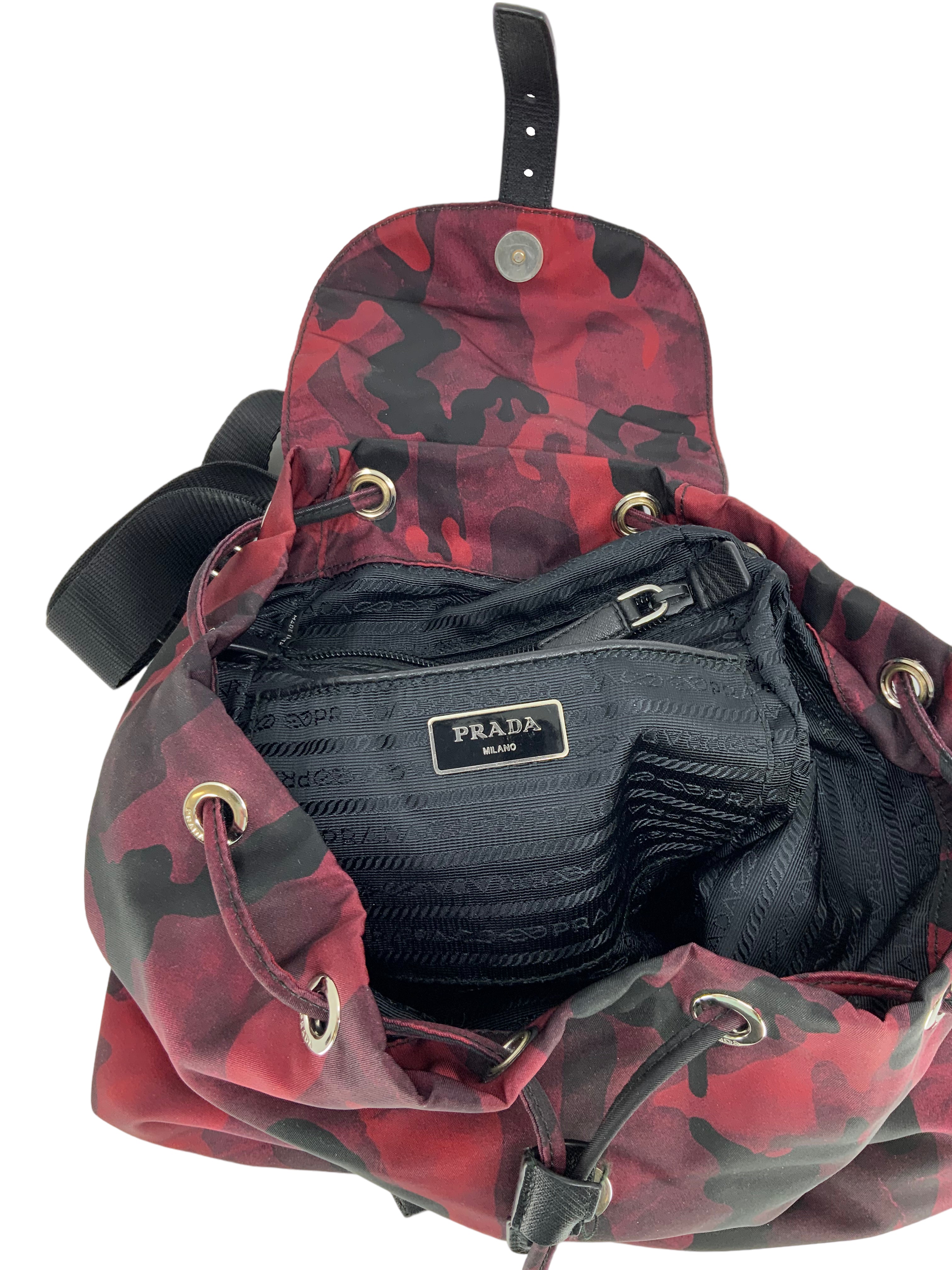PRADA Tessuto Nylon Camouflage Backpack for Women & Men - Lightweight Water-Resistant Travel Backpack for Work, School & Outdoor Adventures