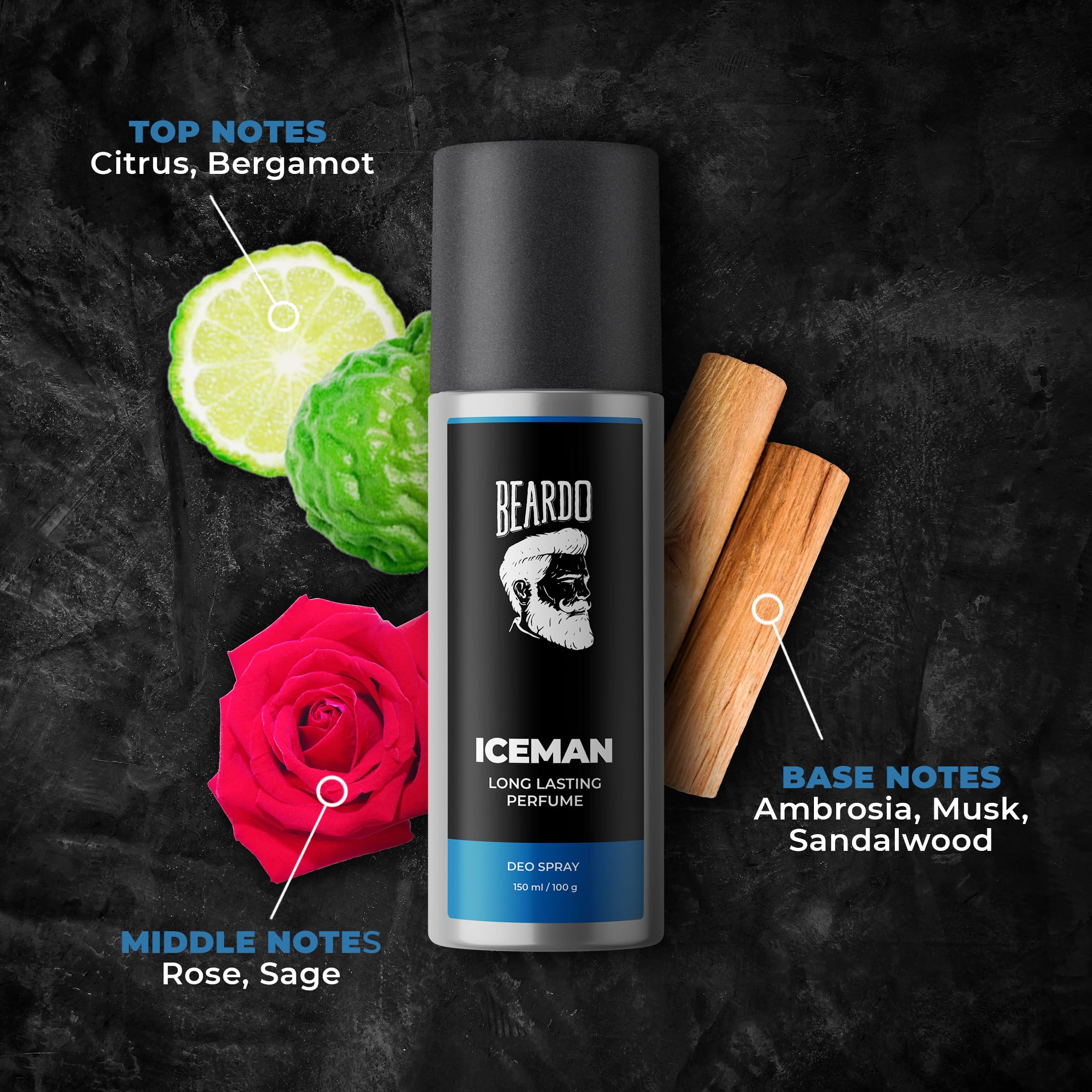 Beardo Iceman, Darkside & Spy Perfume Body Spray Set for Men - 3 Pack Long Lasting Aromatic Deodorant | Fresh Scent Cologne Gift for Him | Perfect for Date Night, Christmas & Special Occasions | Ideal Gift for Boyfriend, Husband & Friends