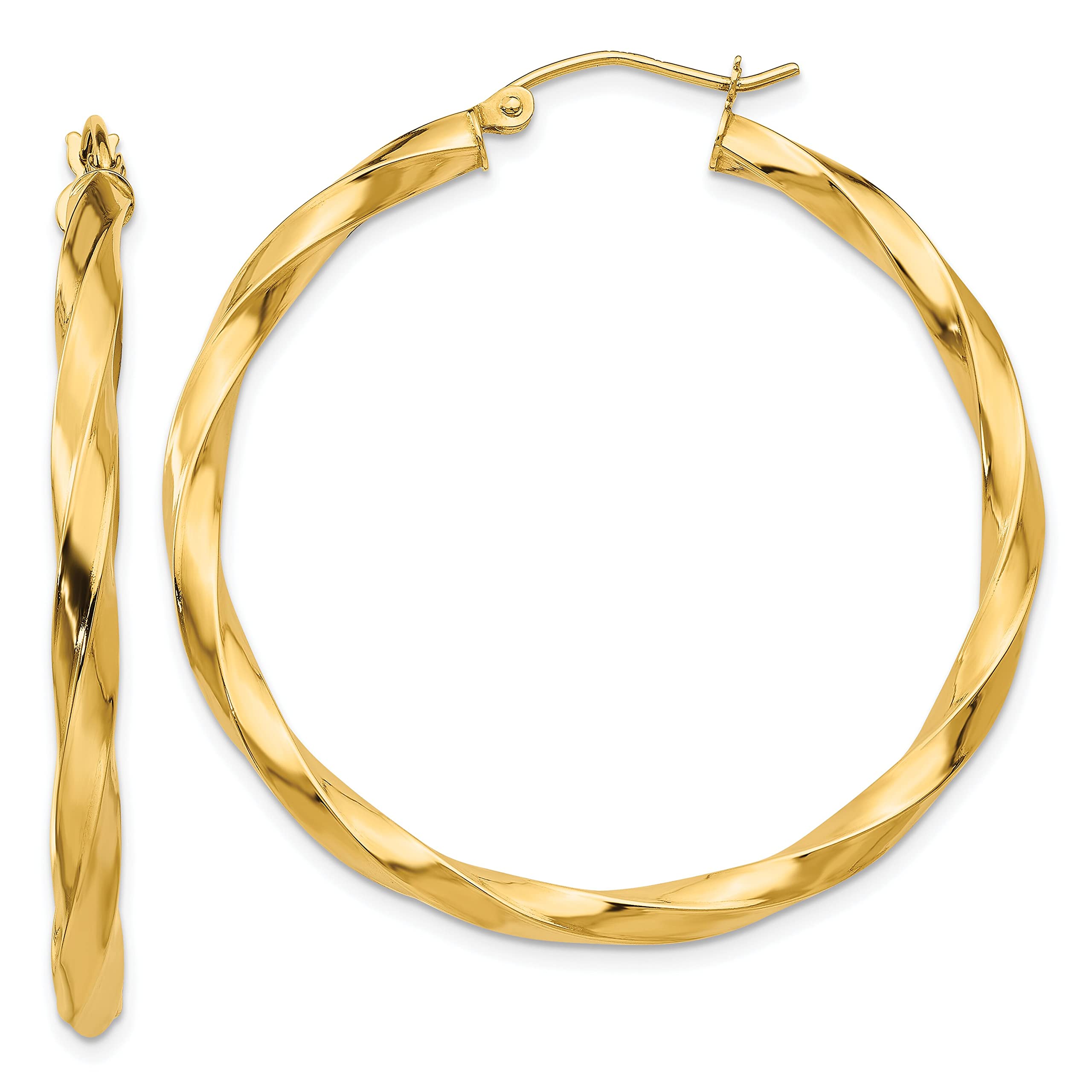 14K Yellow Gold Twisted Hoop Earrings for Women - Elegant Dainty Huggie Hoops - Perfect for Everyday Wear, Date Night & Special Occasions