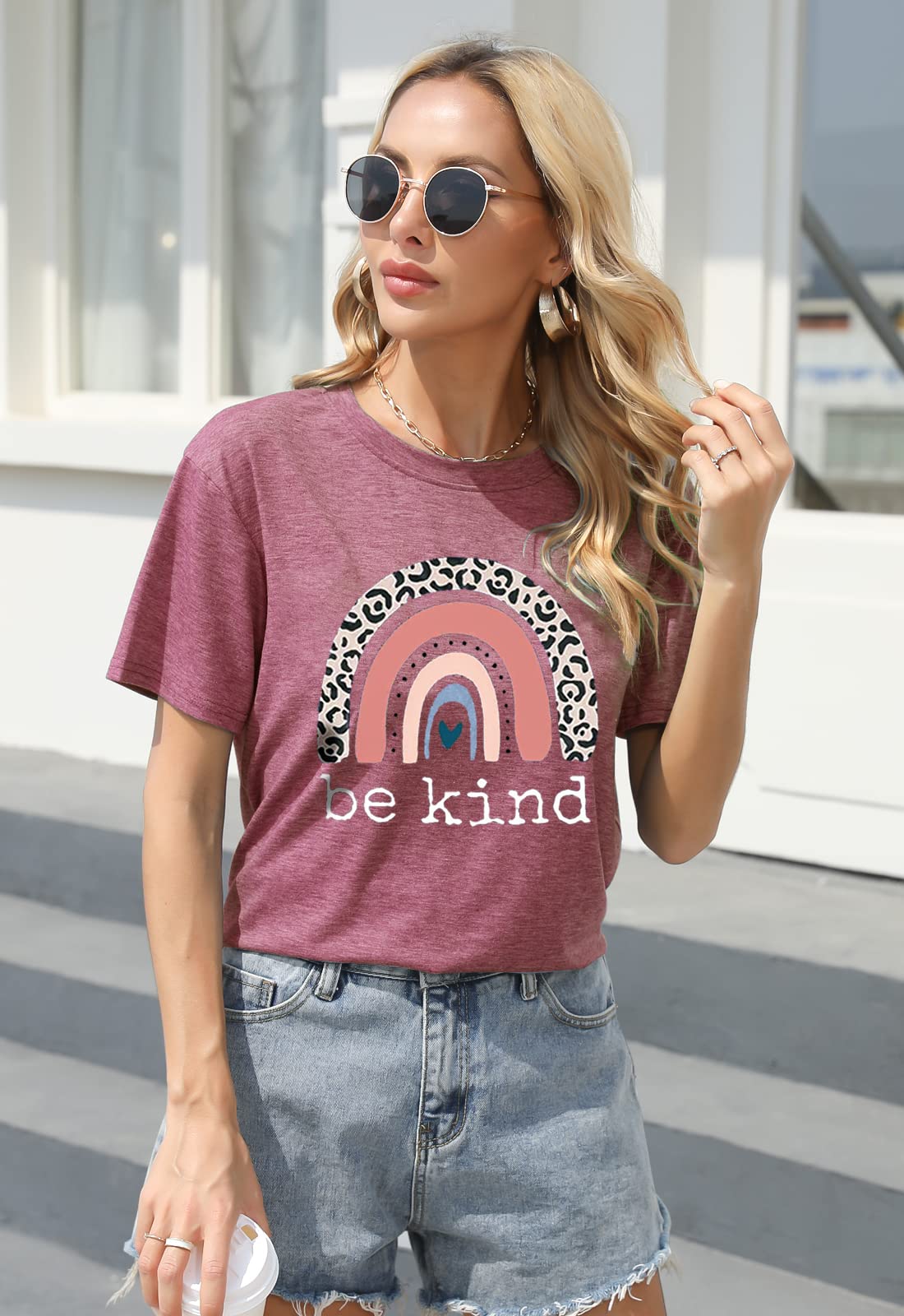 Be Kind Graphic T-Shirts for Women - Short Sleeve Summer Casual Tee - Loose Fit Teacher Shirts - Perfect for Classroom, Work, and Everyday Wear