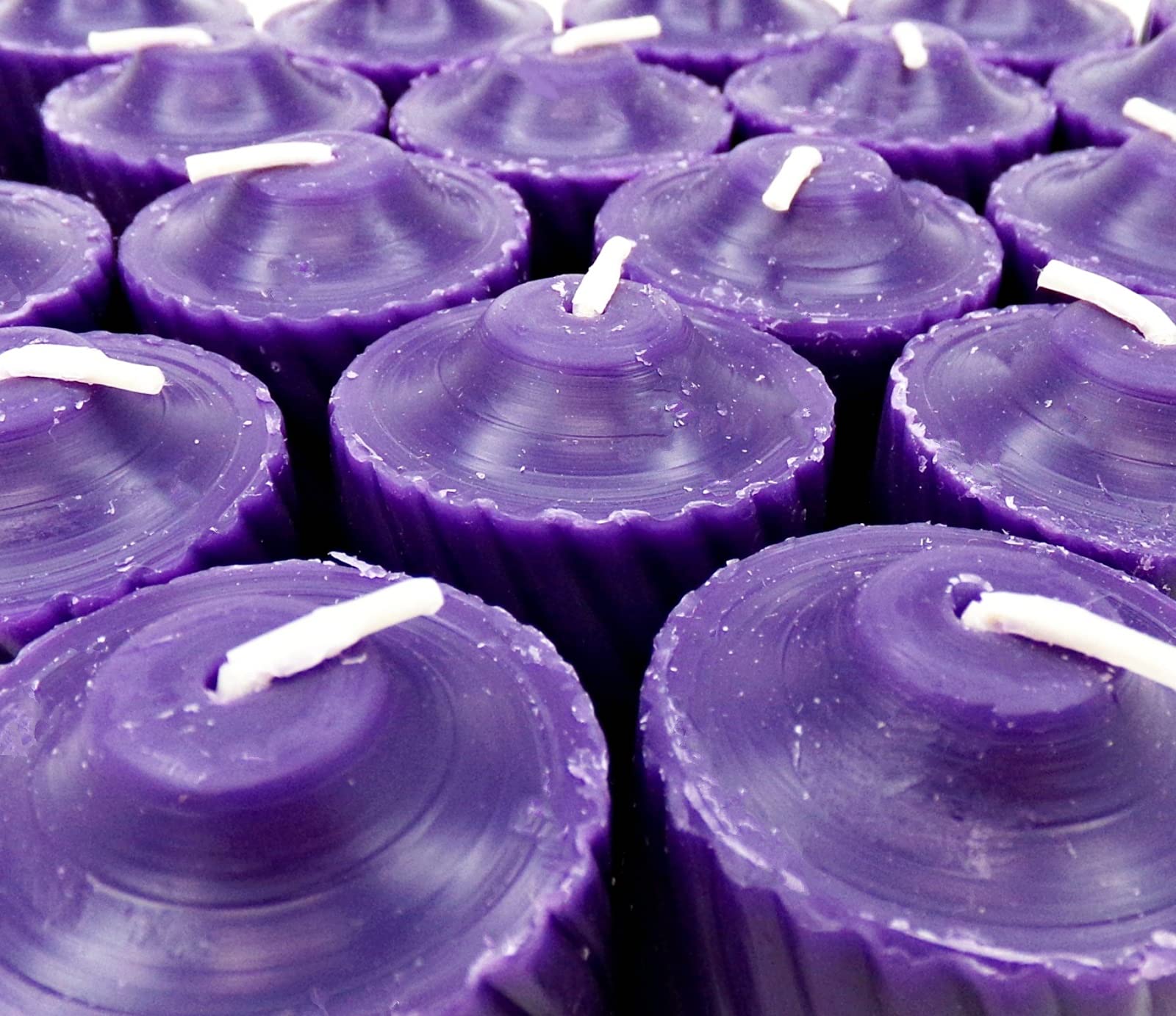 Purple Plumeria Scented Votive Candles - 20 Pack Long-Lasting Candles (15 Hour Burn Time) with Textured Finish for Home Decor, Wedding Centerpieces & Relaxation