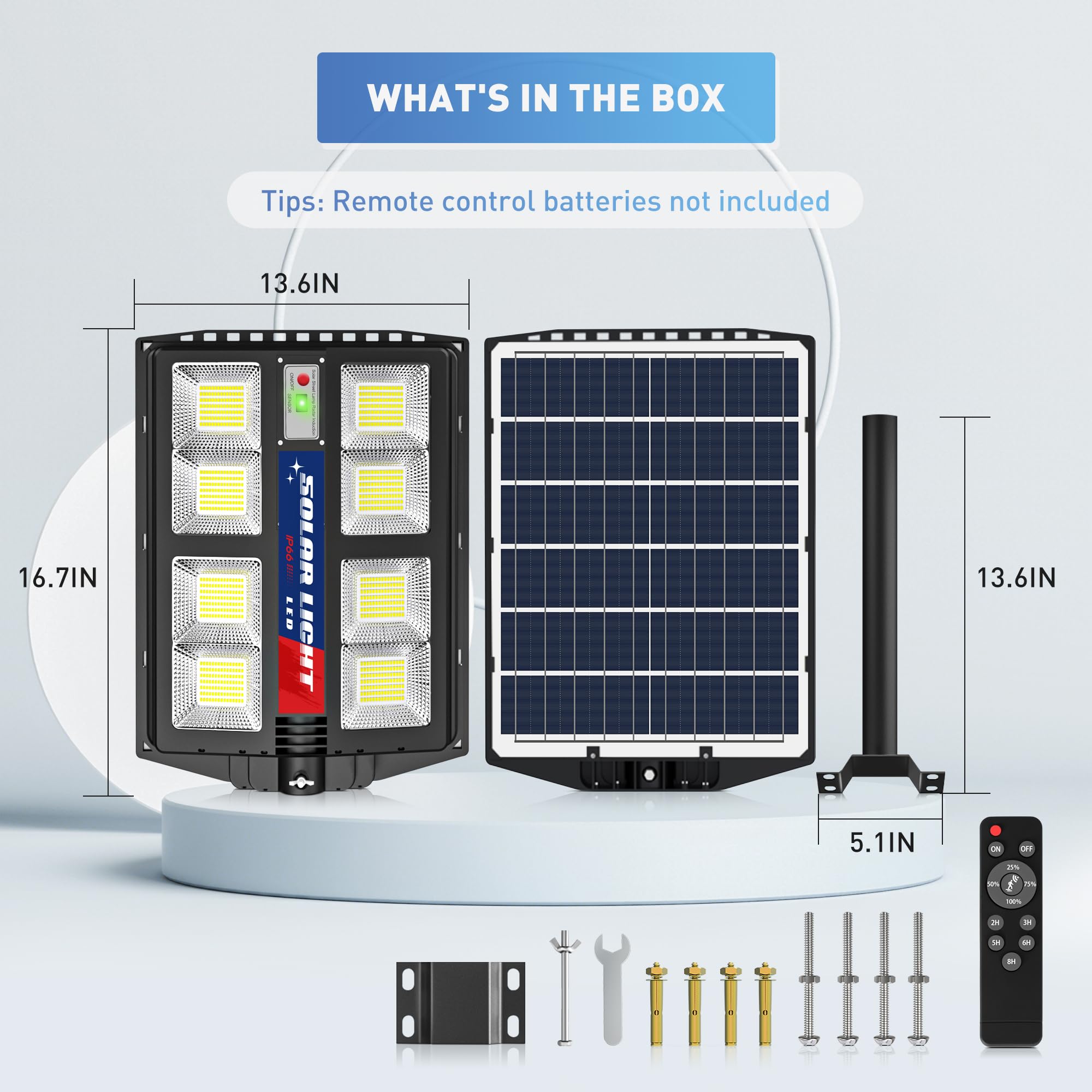 2600W Solar Street Lights Outdoor Waterproof - Super Bright 7000K Commercial Solar Parking Lot Lights with Motion Sensor, Dusk to Dawn Solar Powered for Yard, Garden, Pathway & Driveway Lighting