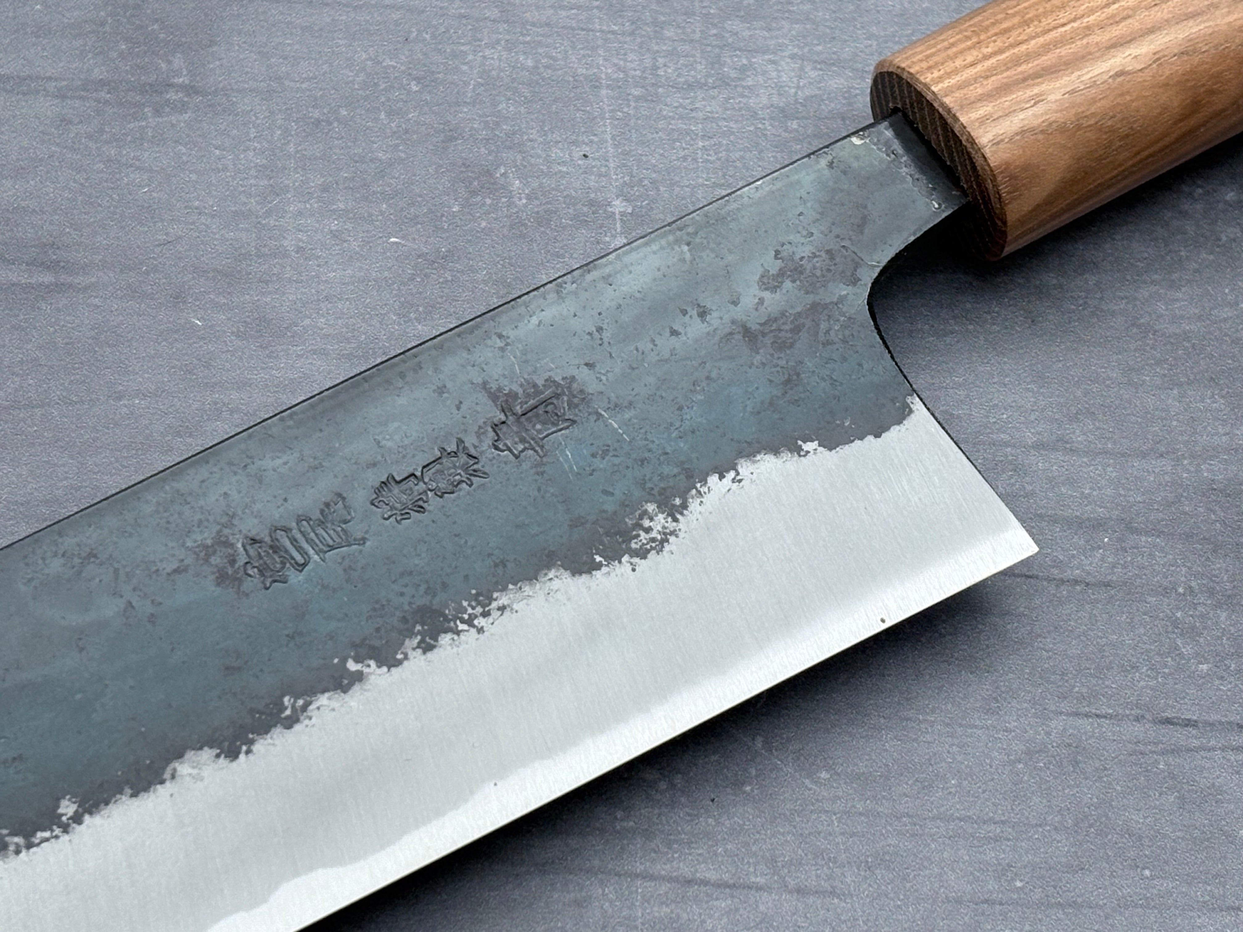 Premium Japanese Nakiri Knife - Blue #1 Steel Blade for Professional Chefs & Home Cooking - Perfect for Slicing Vegetables, Herbs & Sushi Prep