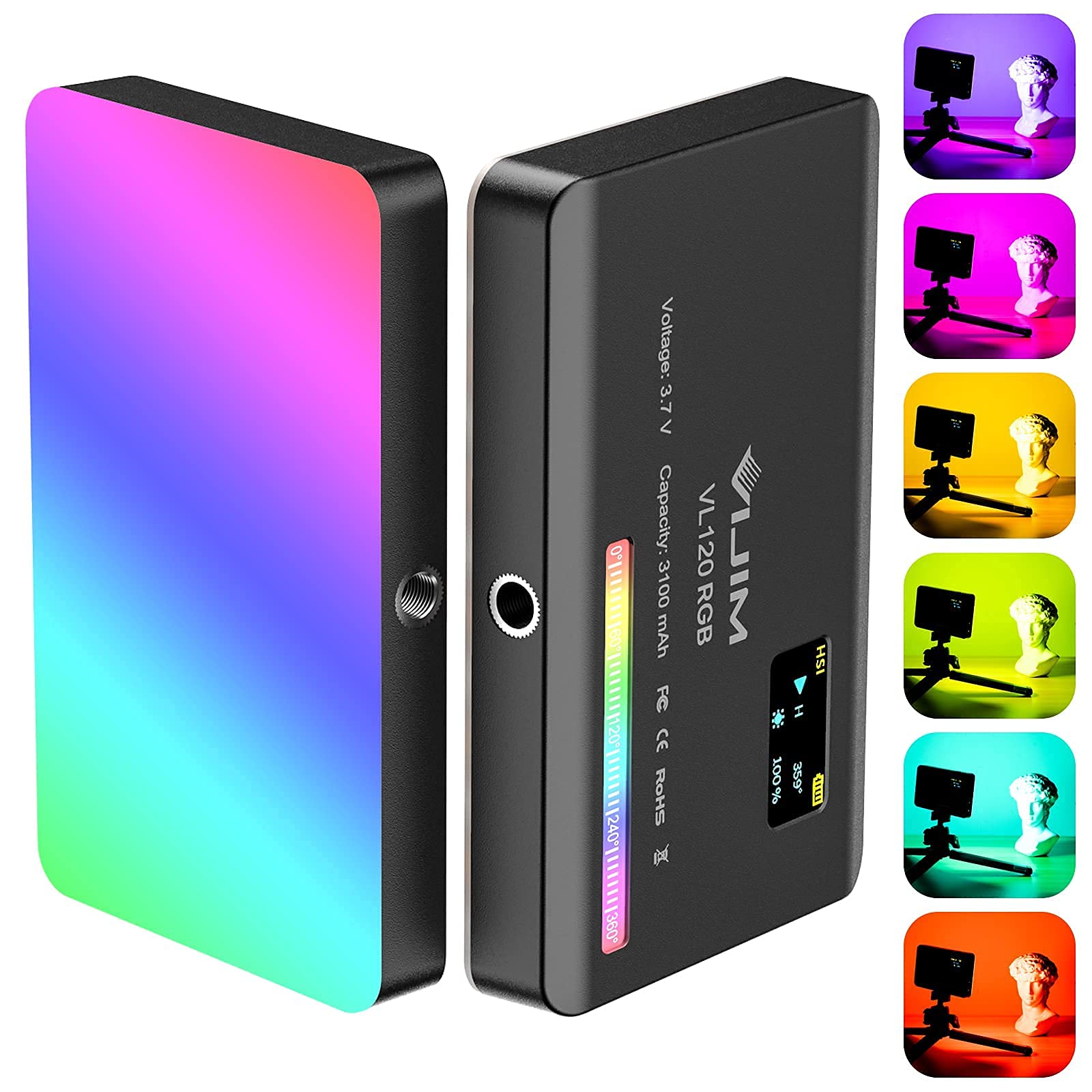 ULANZI ST-27 Universal Smartphone Tripod Mount with VIJIM VL120 RGB LED Light - Perfect for Vlogging, Live Streaming & Content Creation