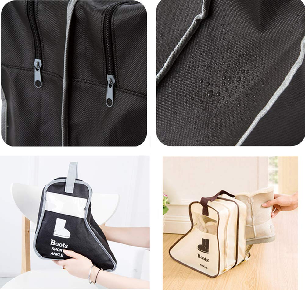 2 Pack Portable Boot Storage Bags - Short Boot Protector Covers for Travel & Organization (Black) | Keep Boots Clean & Dust-Free at Home or On the Go