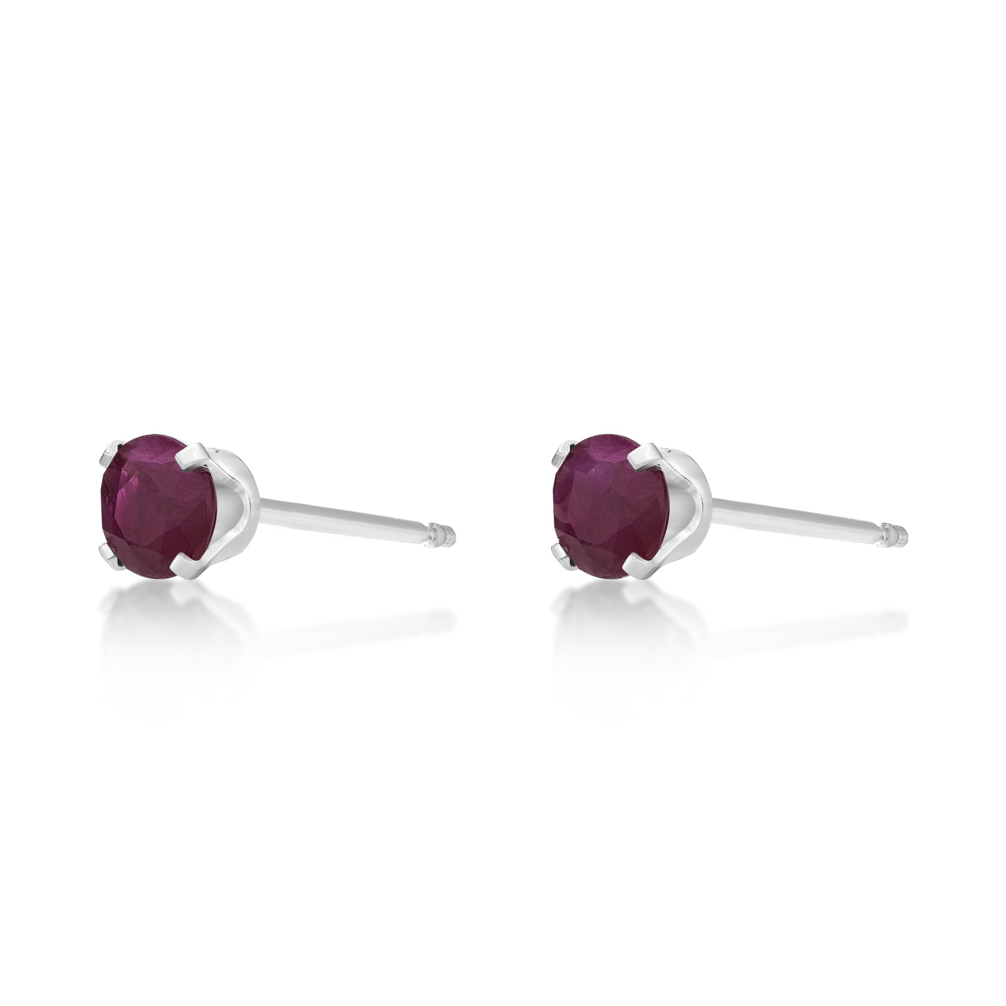 Natural Gemstone Round Stud Earrings for Women - 14k Yellow or White Gold Push Back 5mm Birthstone Jewelry by Lavari Jewelers | Perfect Gift for Birthday, Anniversary & Everyday Elegance