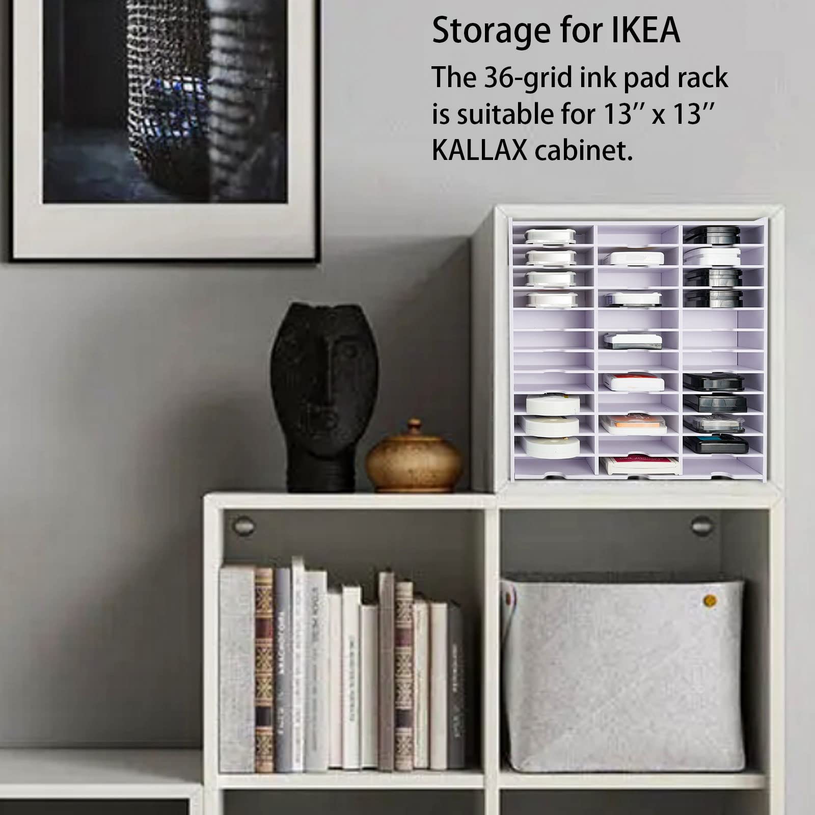 Krafetto 36 Grids Ink Pad Storage Rack - Stamp Pad Organizer Holder for Stampin Up & Ranger Ink Pads - Perfect for Craft Room, Scrapbooking & Card Making Organization