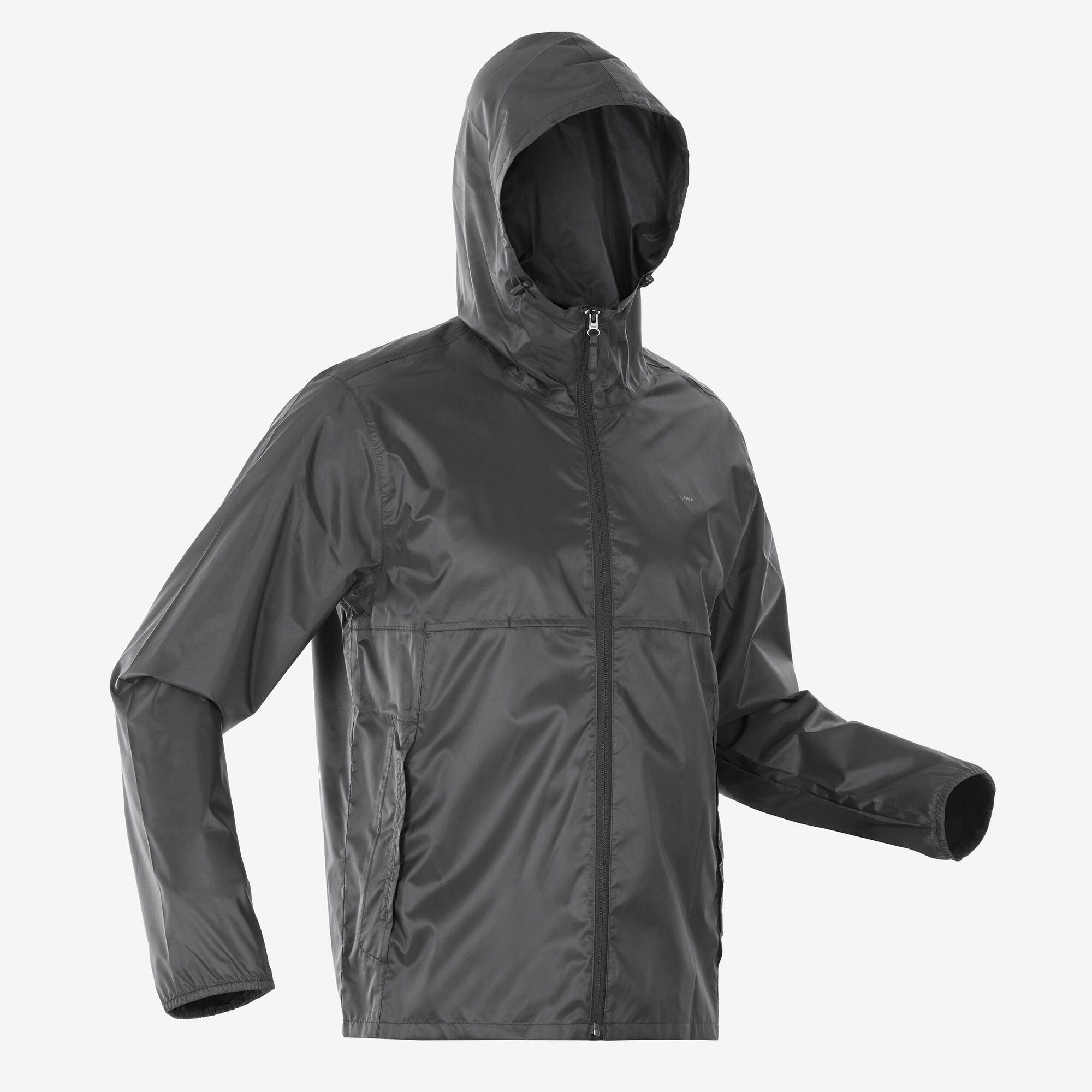 Quechua Men's Waterproof Rain Jacket - Lightweight Windproof Hiking Jacket for Outdoor Activities & Travel