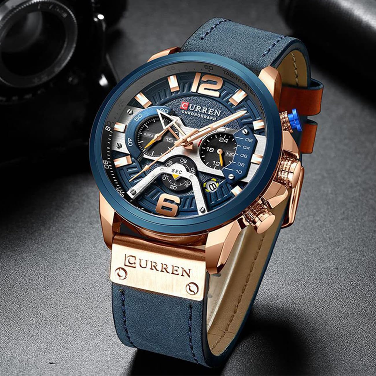 Luxury Men's Business Chronograph Watch - Waterproof Analog Quartz Wristwatch with Leather Strap | Perfect for Office, Formal Events & Everyday Wear