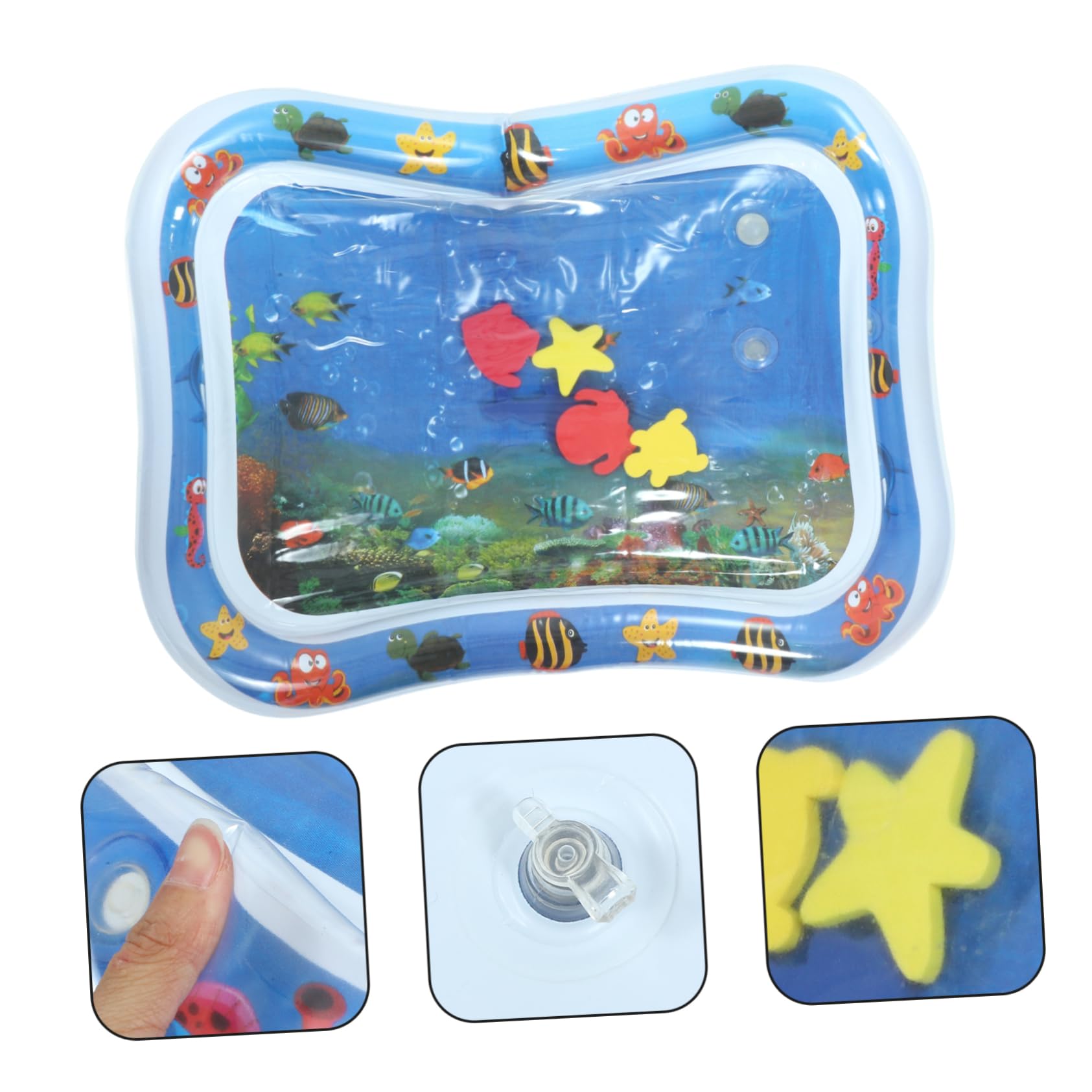 COOLHIYA Baby Water Play Mat - Non-Toxic PVC Water Cushion for Newborns & Toddlers | Sensory Development Toy for Tummy Time & Floor Play | Blue
