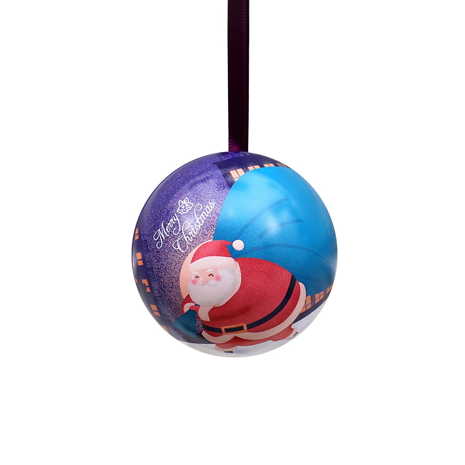 Christmas Tree Decorations Ornaments Set - 24pcs Holiday Tinplate Ornament Balls with Gift Box, Plastic Candy Chains & Surprise Pendants for Xmas Tree Decorating | Perfect for Home, Office, Party & Kids Holiday Decor