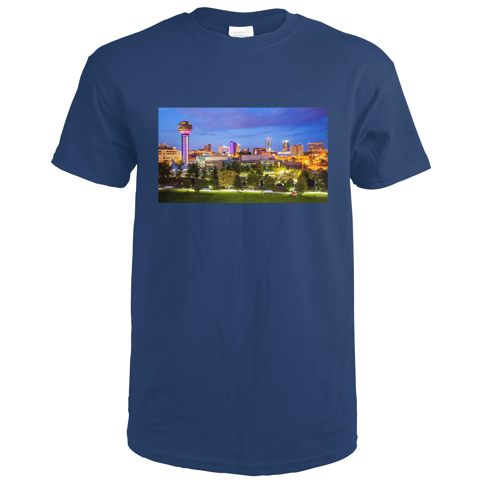 Premium Knoxville Tennessee Skyline at Night Photography T-Shirt - Soft Cotton Tee for Travel Lovers & Cityscape Enthusiasts