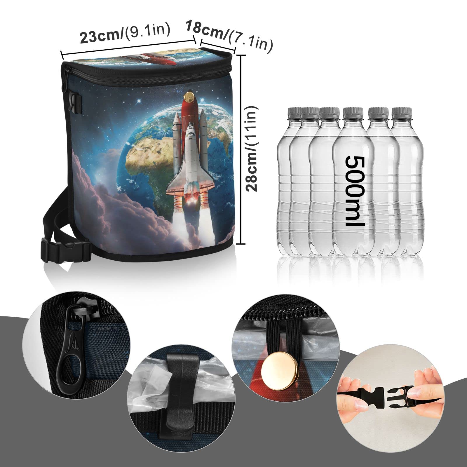 Earth Planet Car Trash Can with Lid - Waterproof Spaceship-Themed Auto Garbage Bin | Leak-Proof Collapsible Car Trash Organizer | Portable Hanging Trash Bag for Vehicles, Road Trips & Office Use