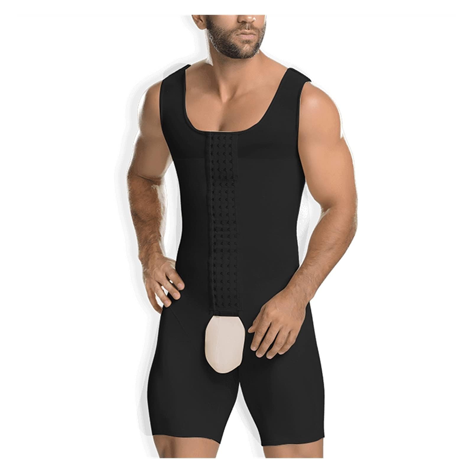 XMXM Plus Size Men's Compression Bodysuit - Waist Trainer & Tummy Control Shapewear for Weight Loss, Open Crotch Full Body Shaper | Workout, Post-Surgery & Everyday Wear
