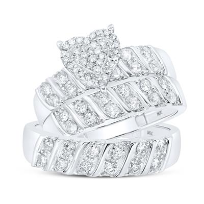 10k Gold Round Diamond Heart Matching Wedding Set 1 CTTW - Elegant Bridal Jewelry for Engagement, Anniversary & Romantic Gifts | Perfect for Proposals, Vow Renewals & Special Occasions