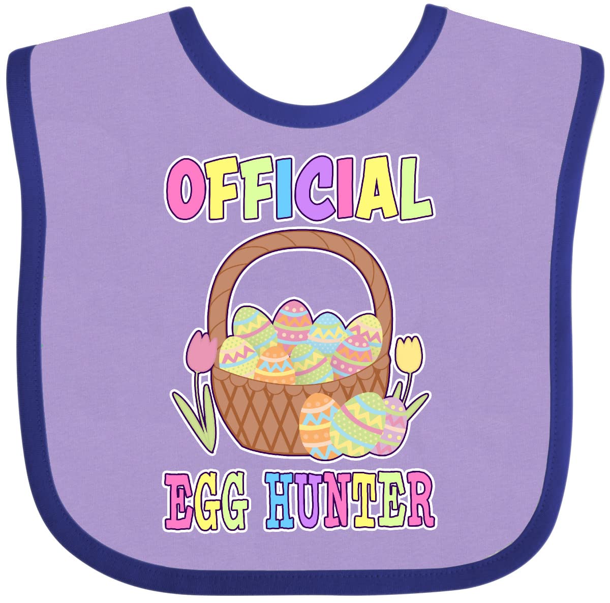 Inktastic Official Egg Hunter with Easter Basket and Eggs Baby Bib - Soft Cotton Easter Bib for Babies & Toddlers - Perfect for Easter Egg Hunts, Holiday Photos, and Family Gatherings