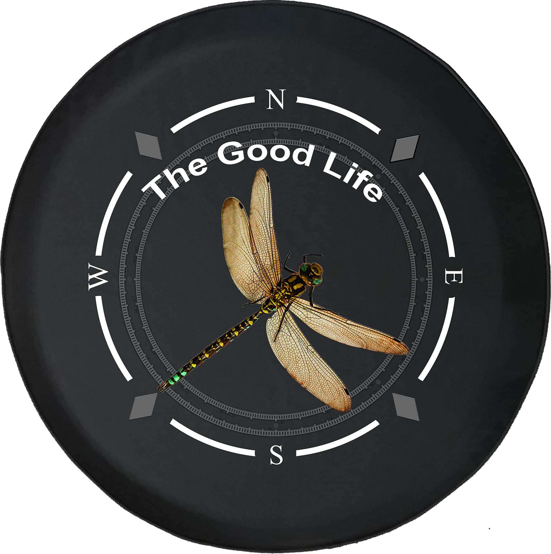 American Unlimited Spare Tire Cover with Compass Design - The Good Life Dragonfly & Damselfly Wheel Cover for SUV, Trailer, RV Accessories | Fits Most Vehicles | Perfect for Road Trips & Outdoor Adventures