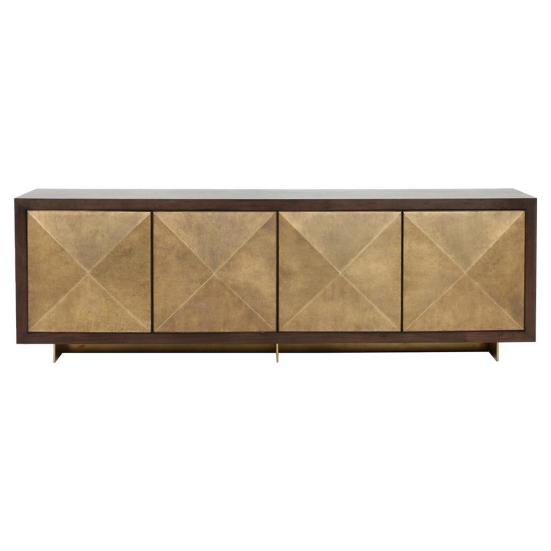 Oriole Brass Door Media Console Table - Handmade Metal TV Stand for Living Room | Elegant Entryway & Hallway Furniture for Home Decor