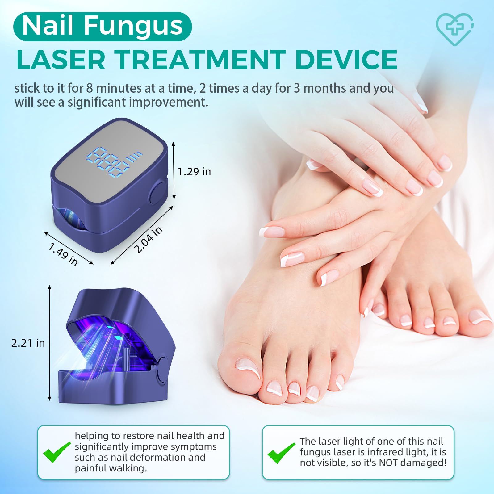 Best Nail Fungus Laser Treatment Device with LED Light - FSA/HSA Eligible for Toenail & Fingernail Fungal Infections | Restores Healthy Nails Fast | Home Use for Athletes, Seniors & Diabetics