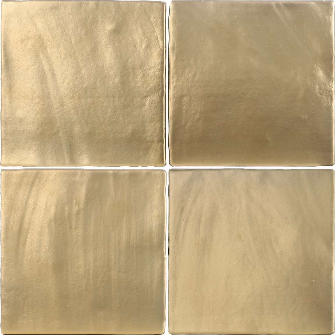 Vintage Ceramic Tile 6x6 Inch - Gold Matte Finish for Kitchen Backsplash, Bathroom Wall, or Fireplace Decor