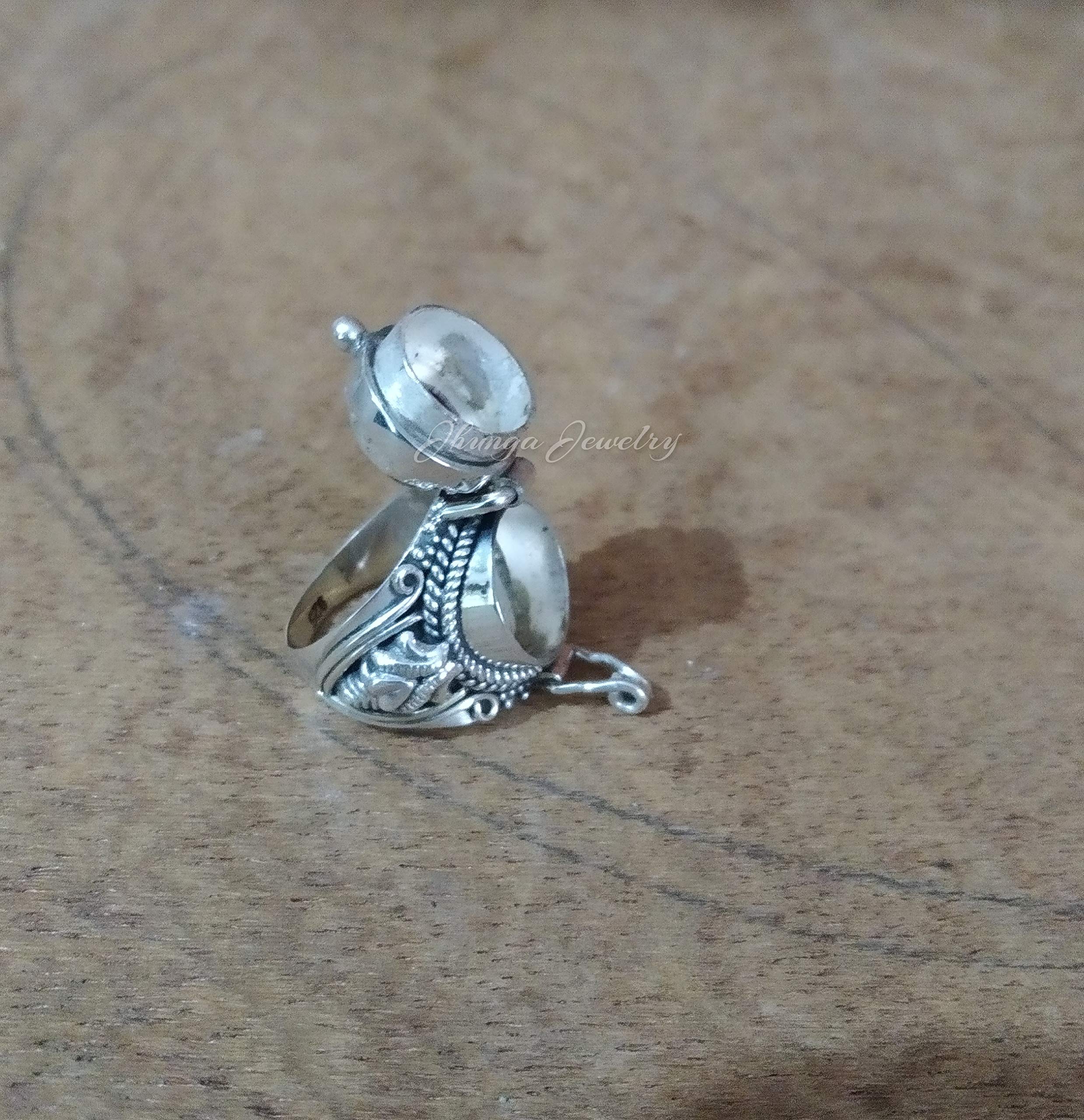 925 Sterling Silver Natural Amethyst Poison Ring - Handmade Openable Locket Ring with Secret Compartment | Mother's Day Gift, Boho Jewelry for Women | Perfect for Surprise Messages, Keepsakes & Special Occasions